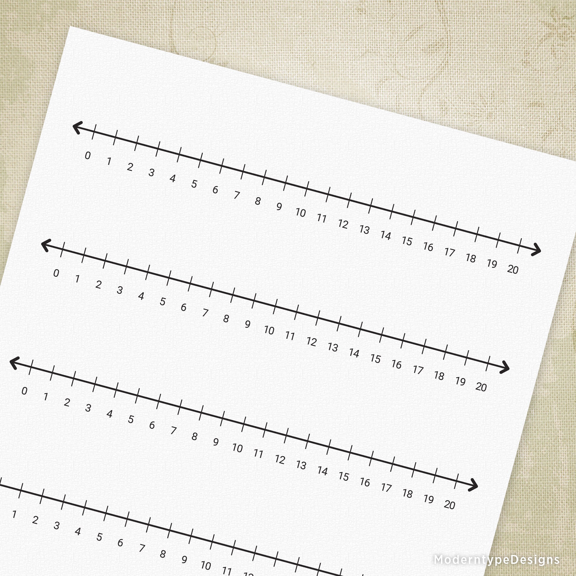 0 to 20 Number Lines Printable