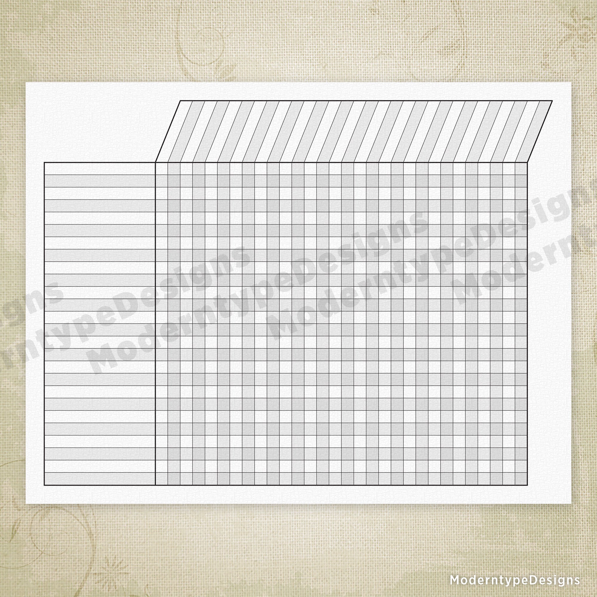 Blank Spreadsheet Printable with Alternating Rows and Columns