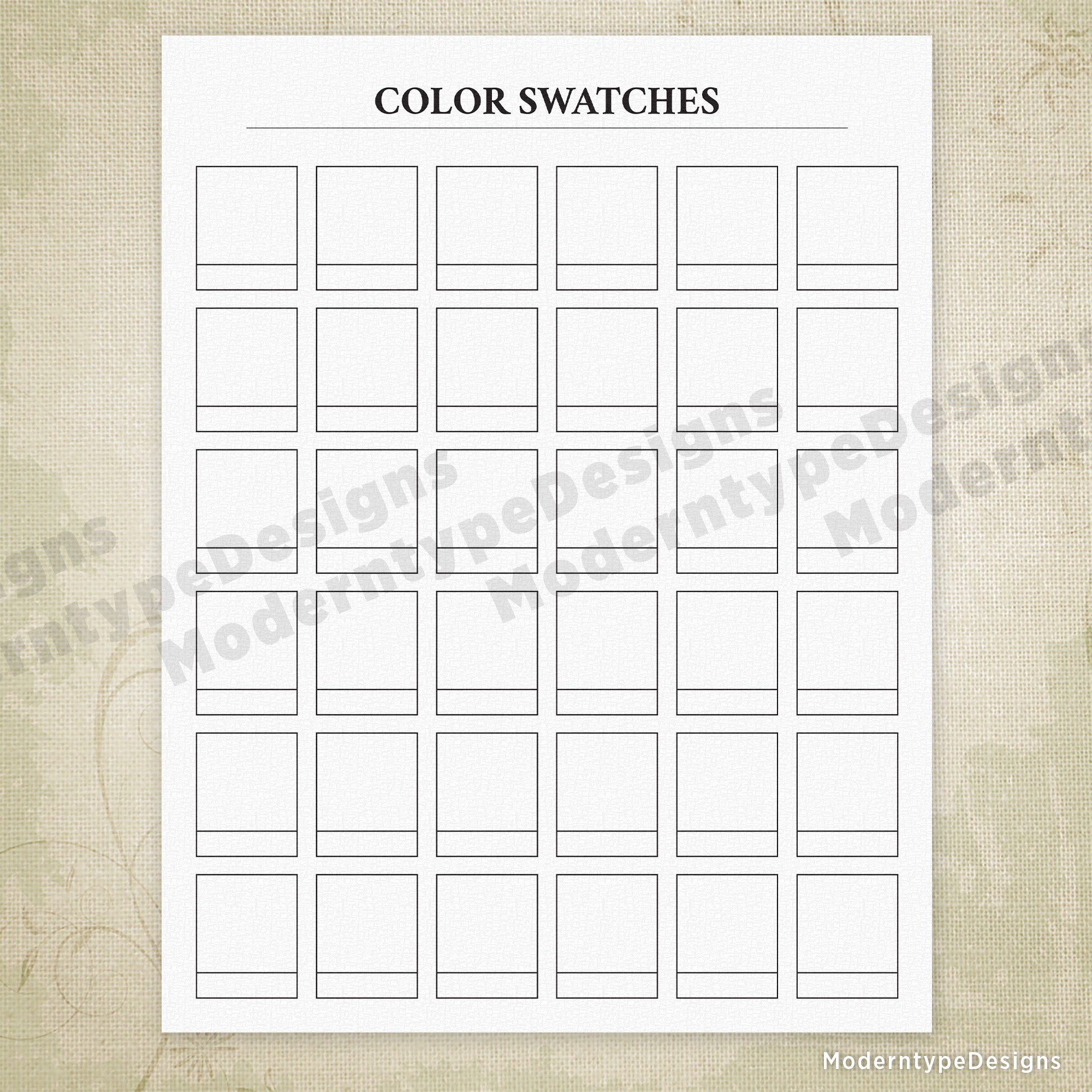 Color Swatches Printable