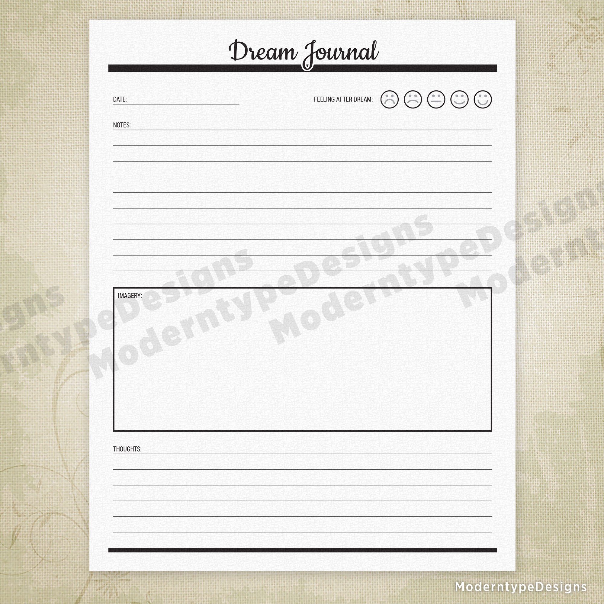 Dream Journal Printable