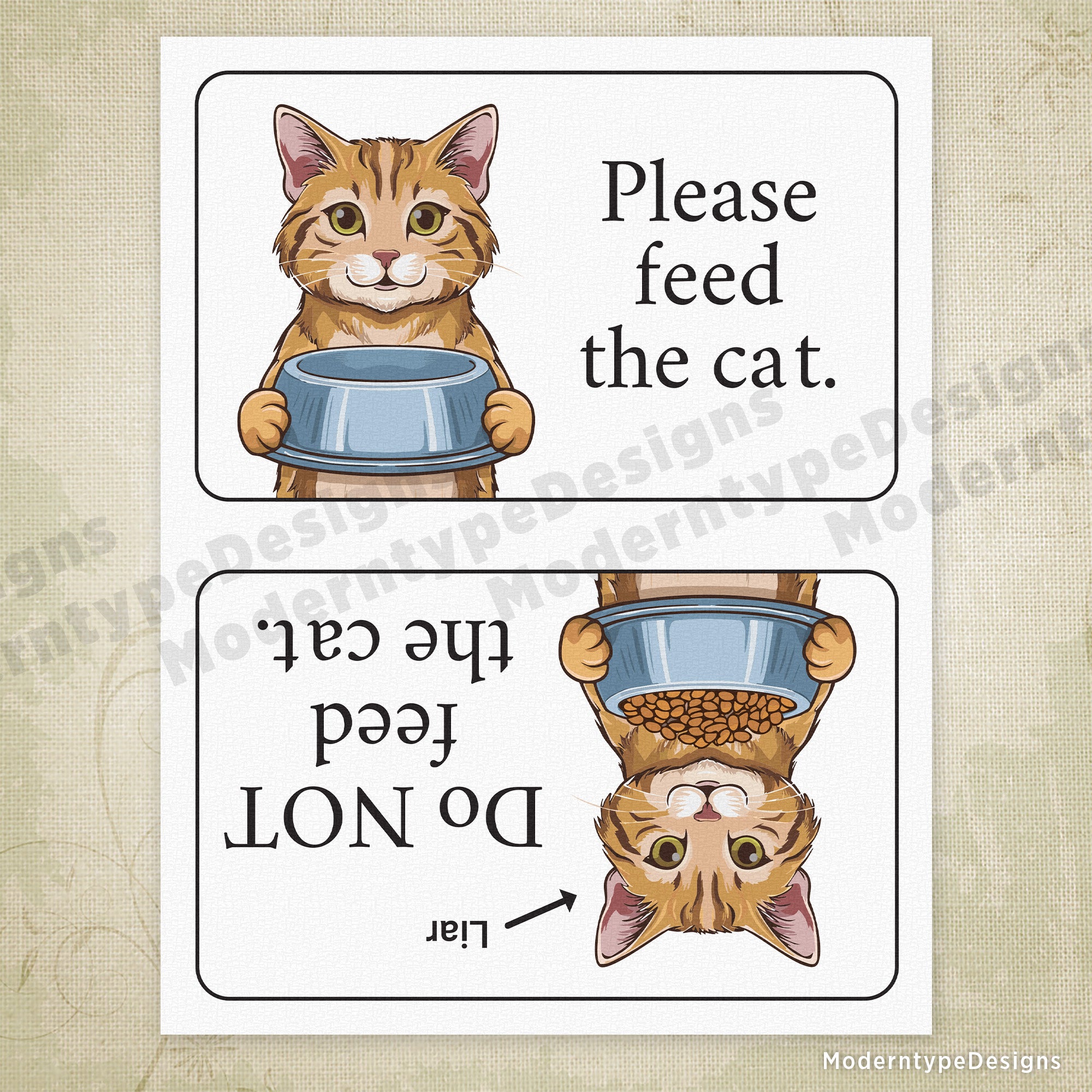 Do NOT Feed/Feed the Cat Printable, Rotatable Sign