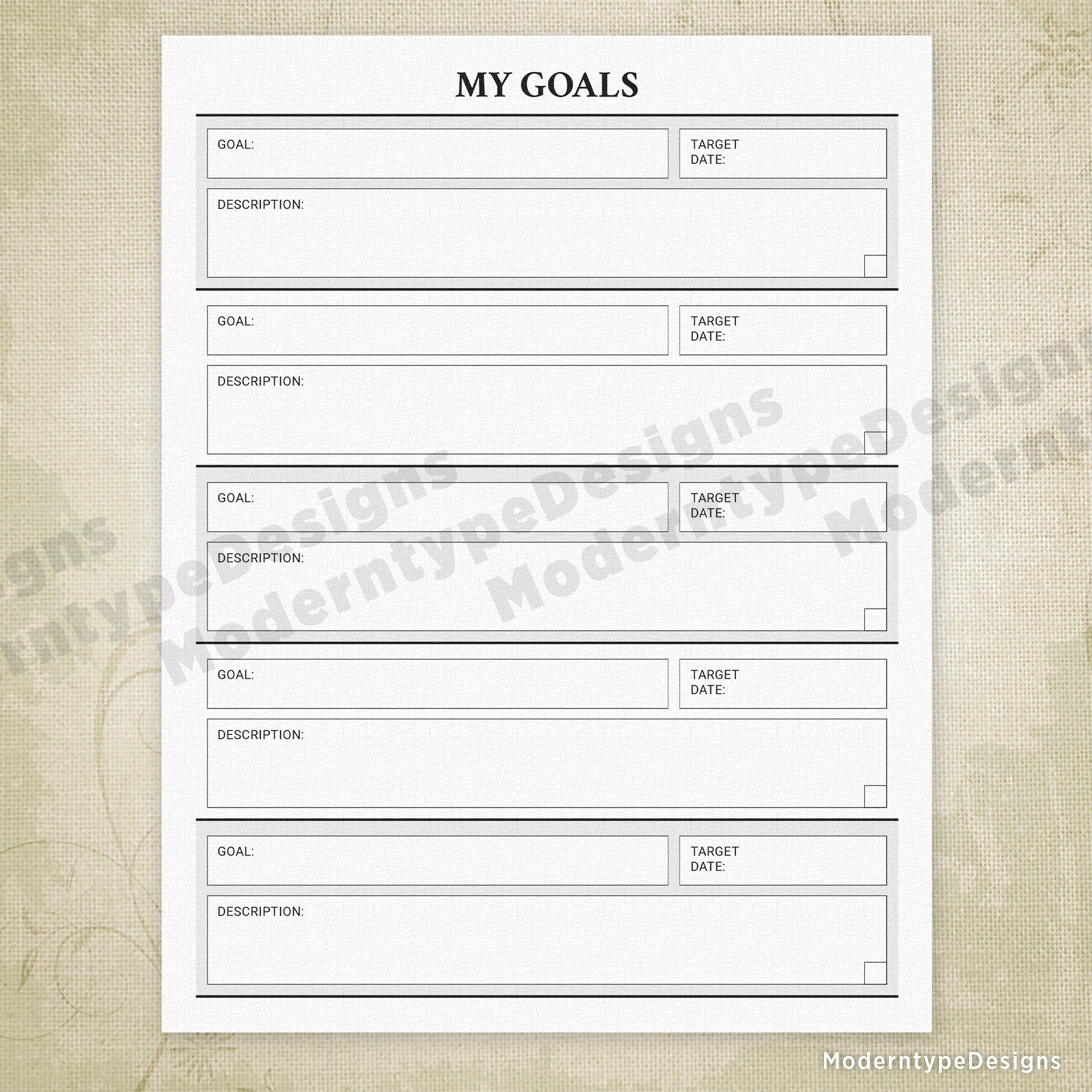My Goals Printable