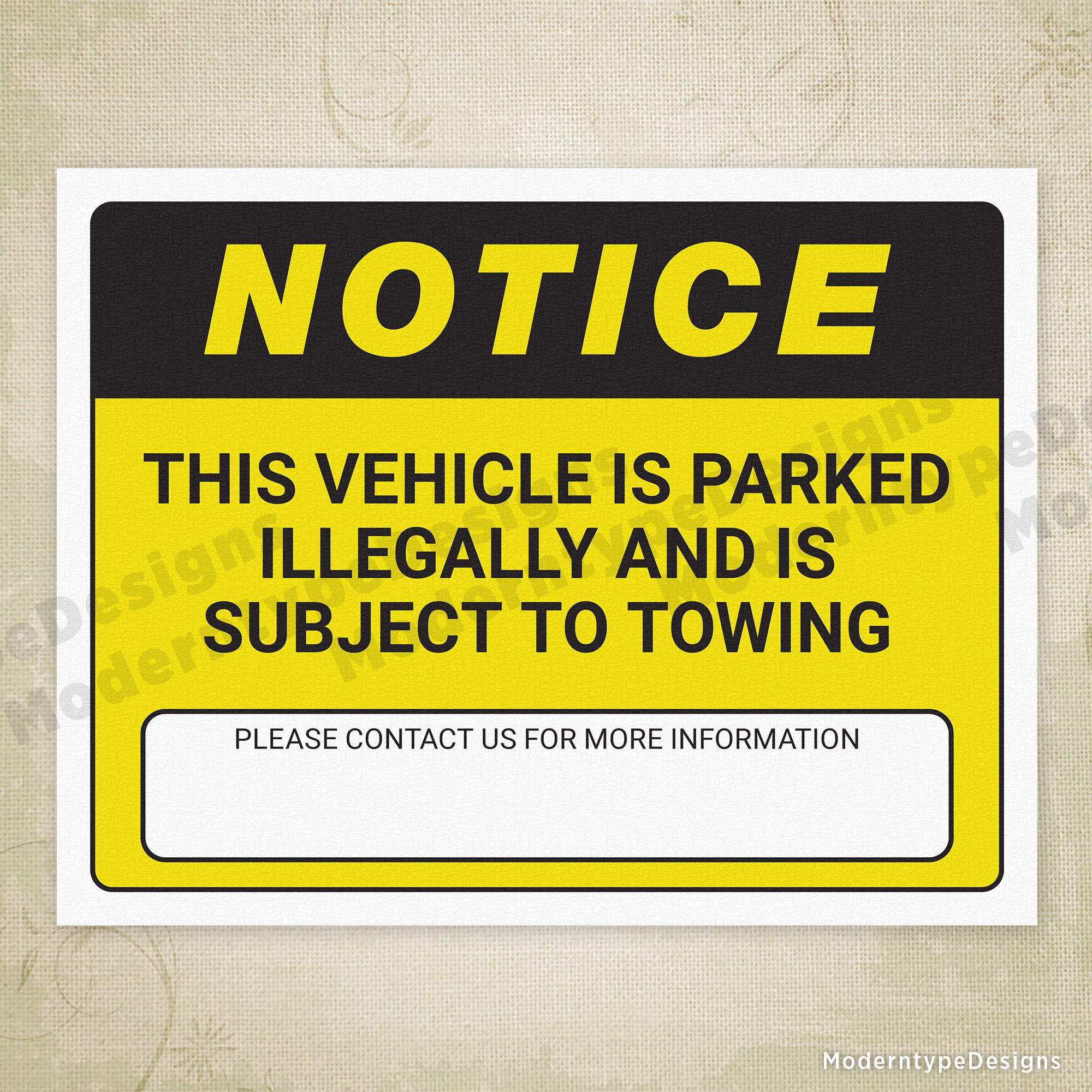 Parking Notice Printable Sign