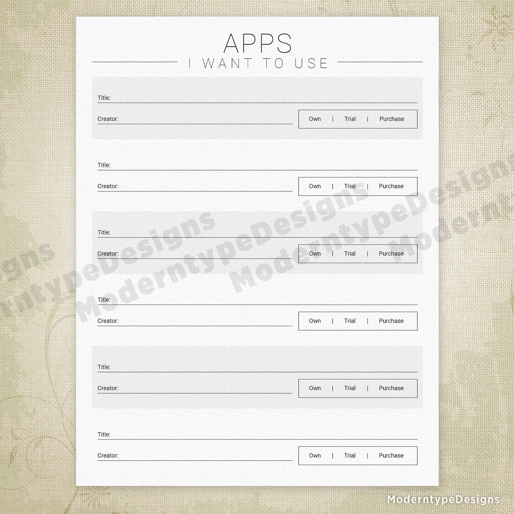 Apps I've Used & I Want to Use Printable