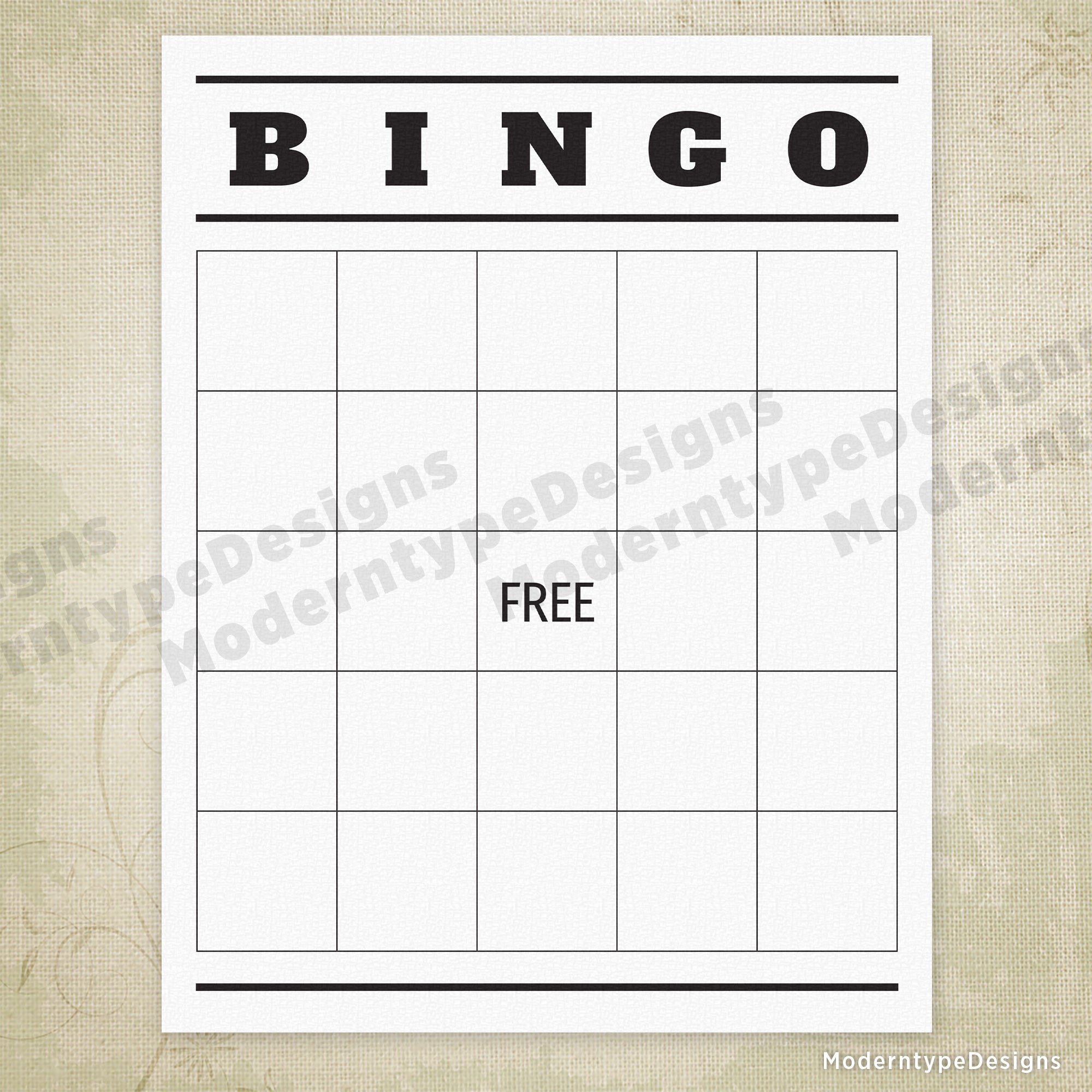 Blank BINGO Game Printable