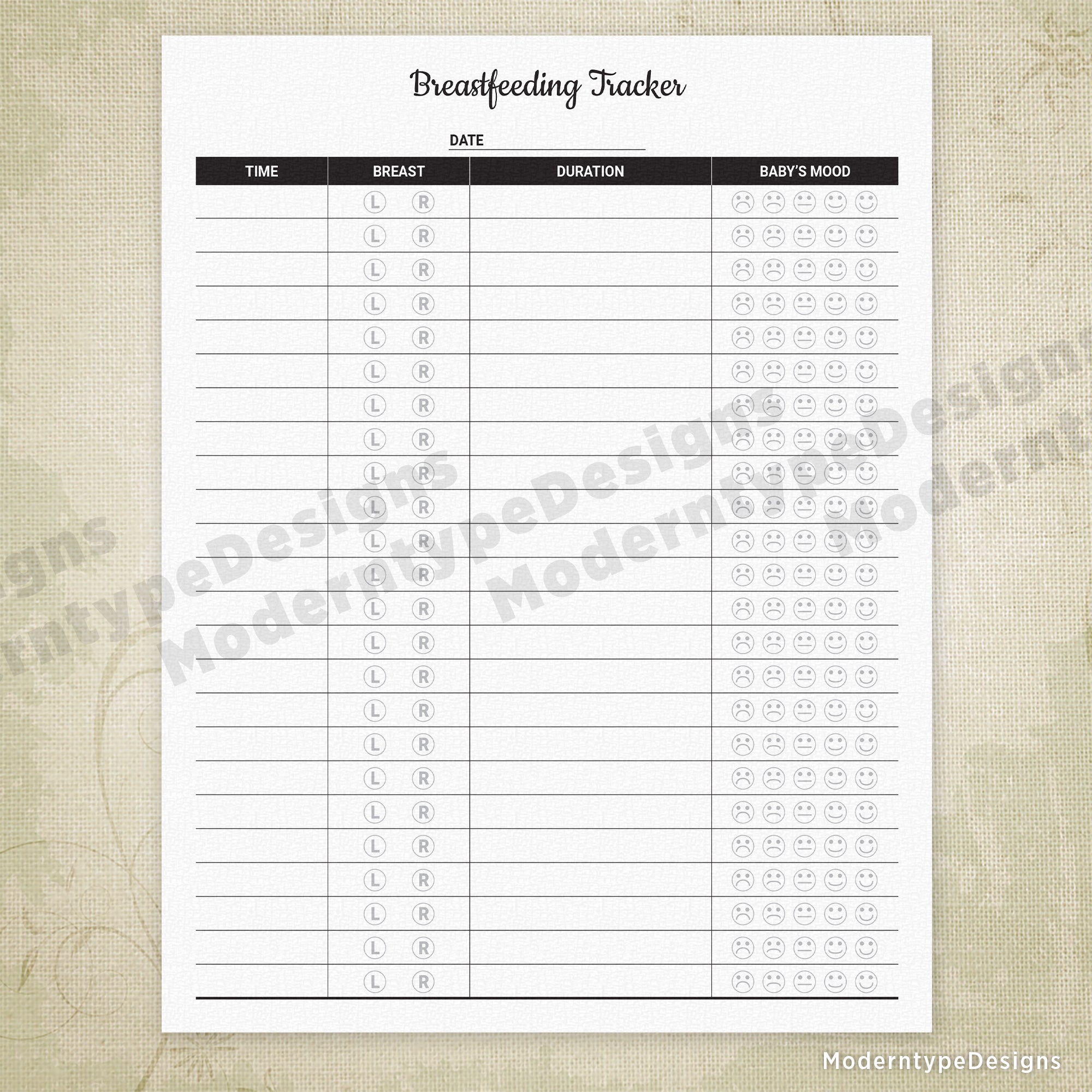Breastfeeding Tracker Printable