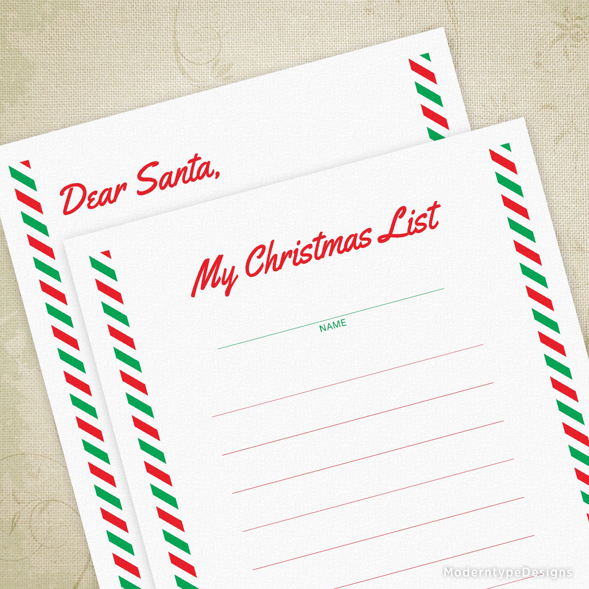 Combined into one, this download comes with a My Christmas List and a Dear Santa Letter Printable.