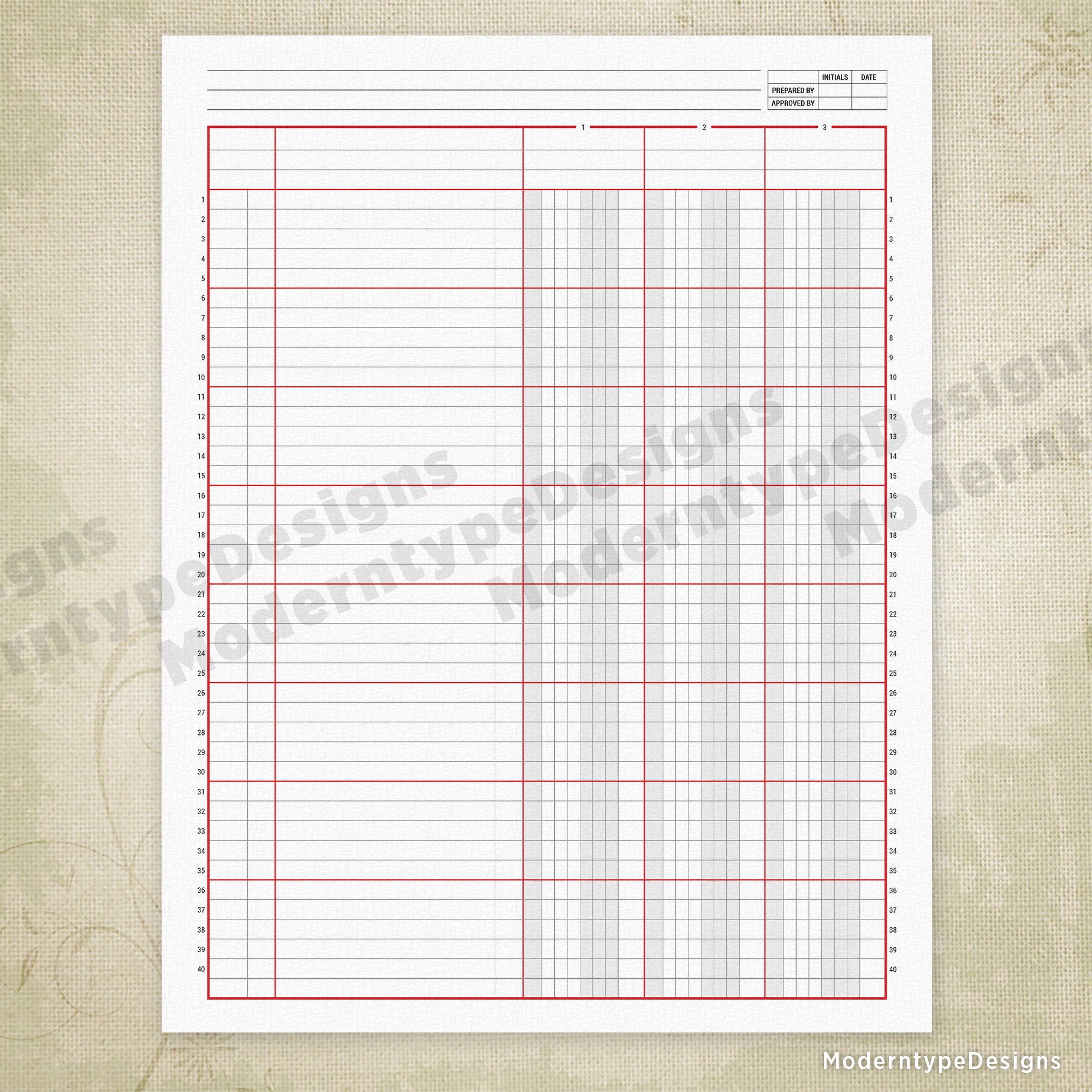 Columnar Worksheet Printable, 3 Columns