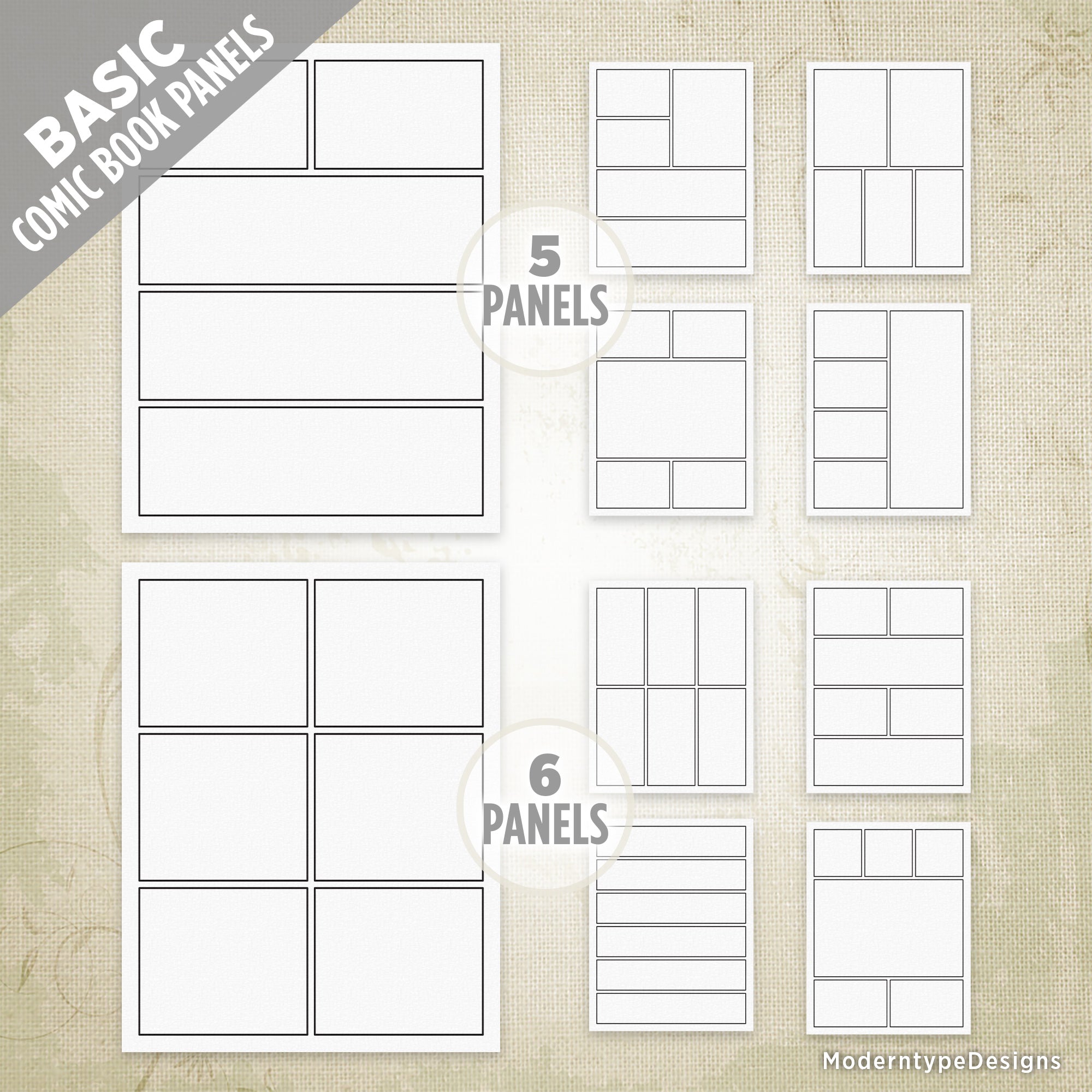 Basic & Complex Comic Book Panels Kit Printable