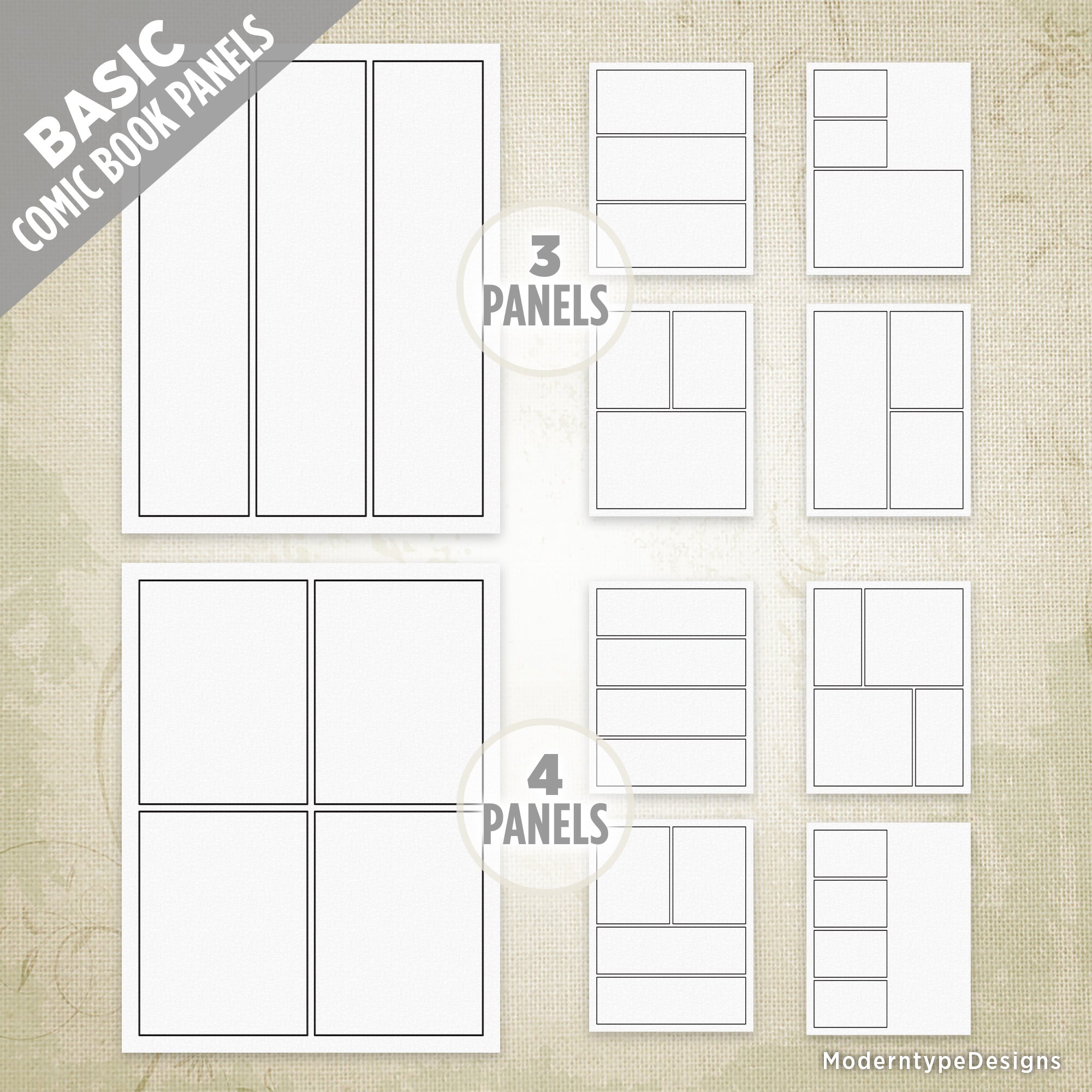 Basic & Complex Comic Book Panels Kit Printable