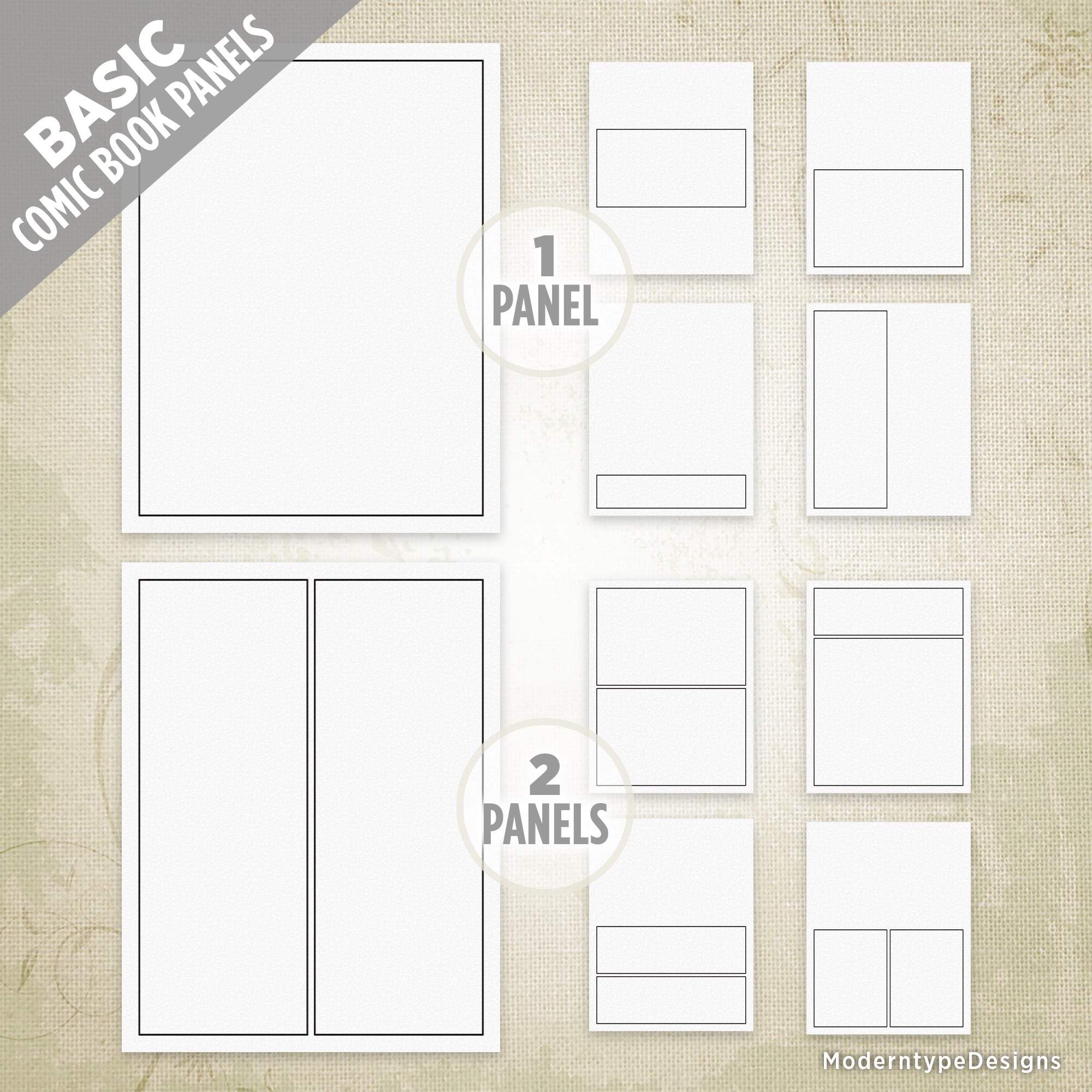 Basic & Complex Comic Book Panels Kit Printable