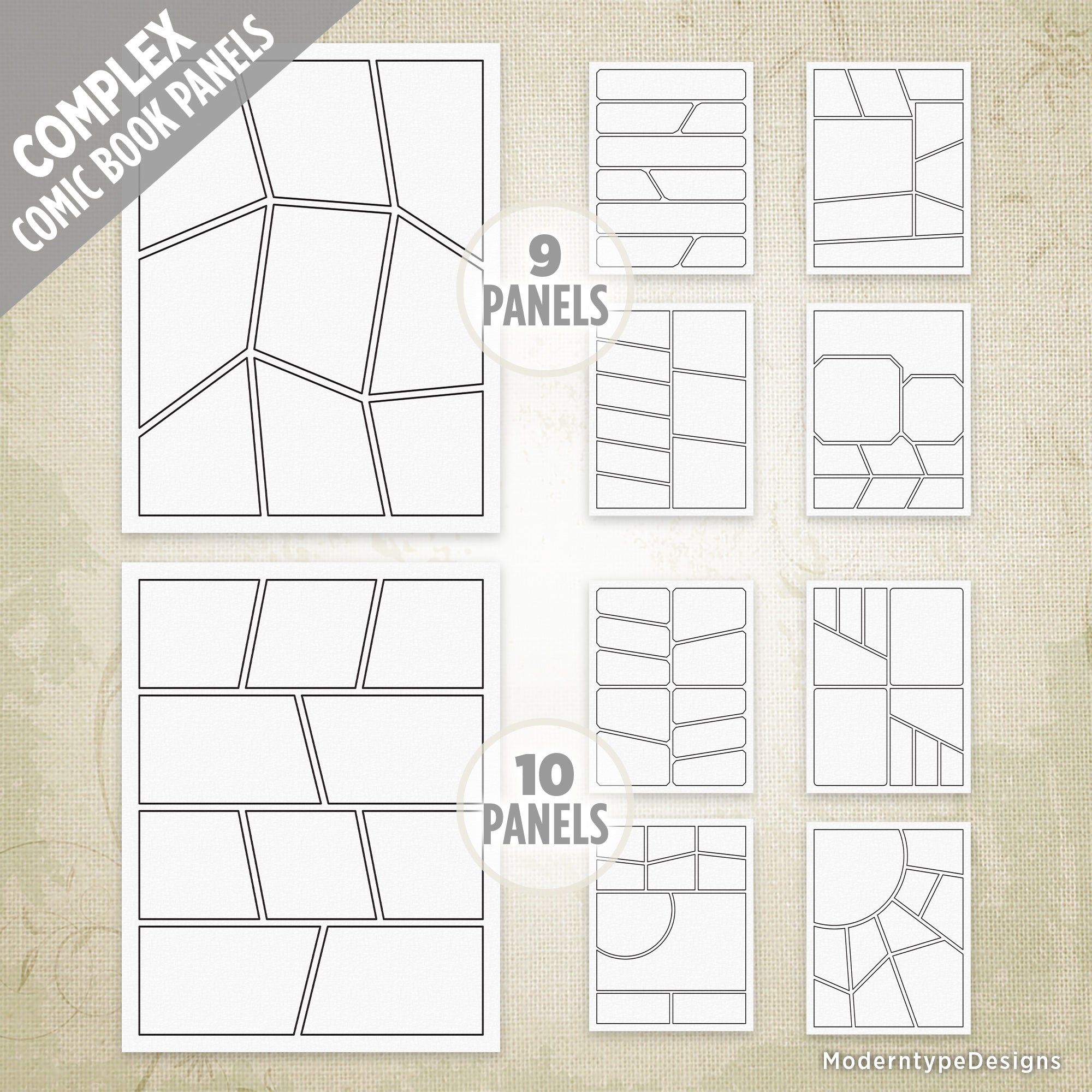 Basic & Complex Comic Book Panels Kit Printable
