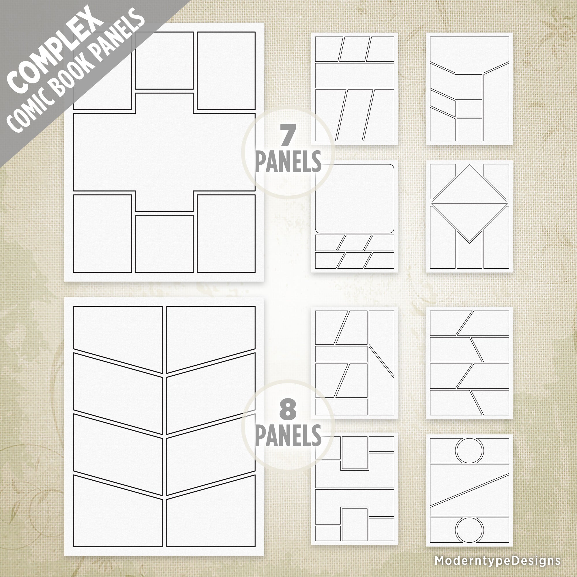 Basic & Complex Comic Book Panels Kit Printable