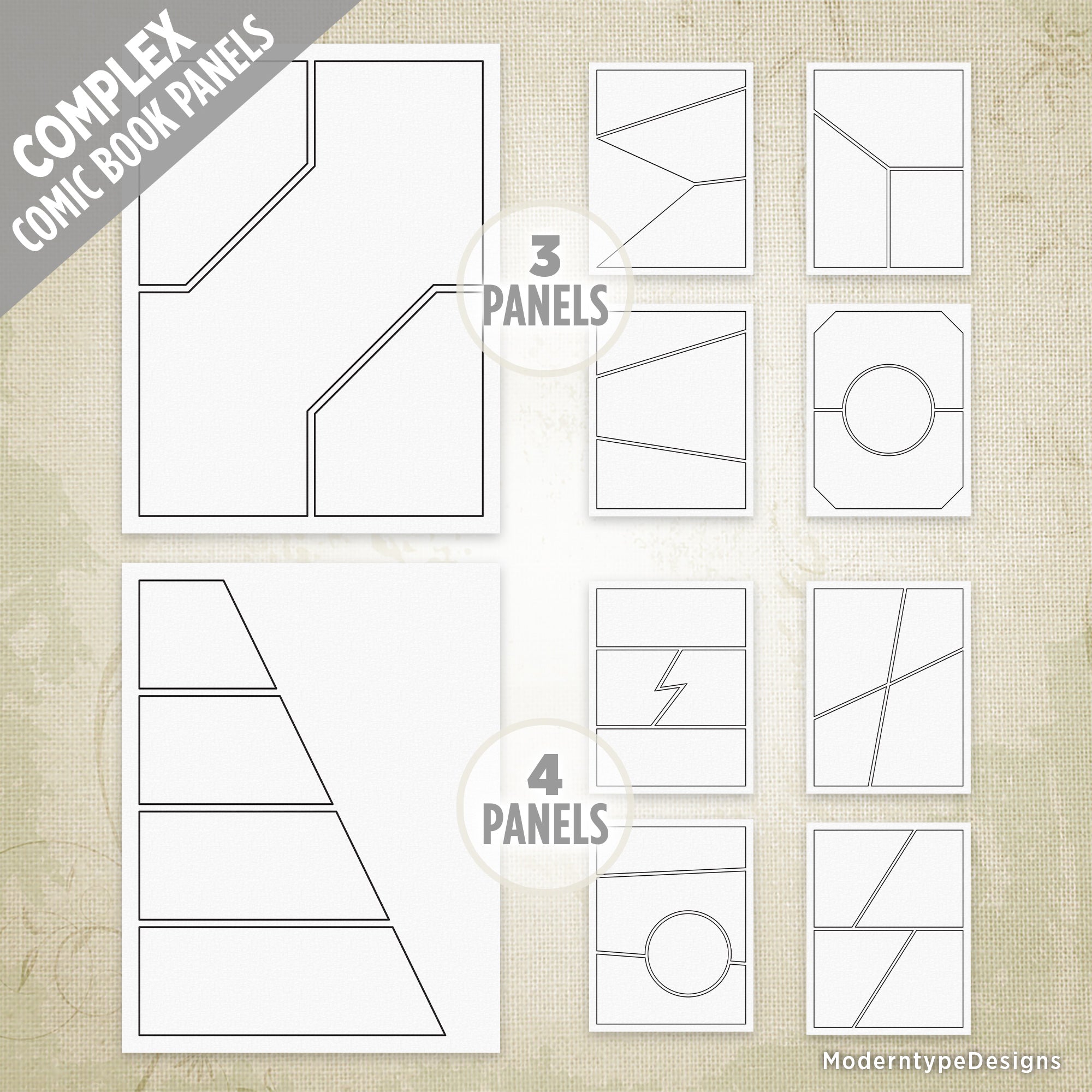 Basic & Complex Comic Book Panels Kit Printable