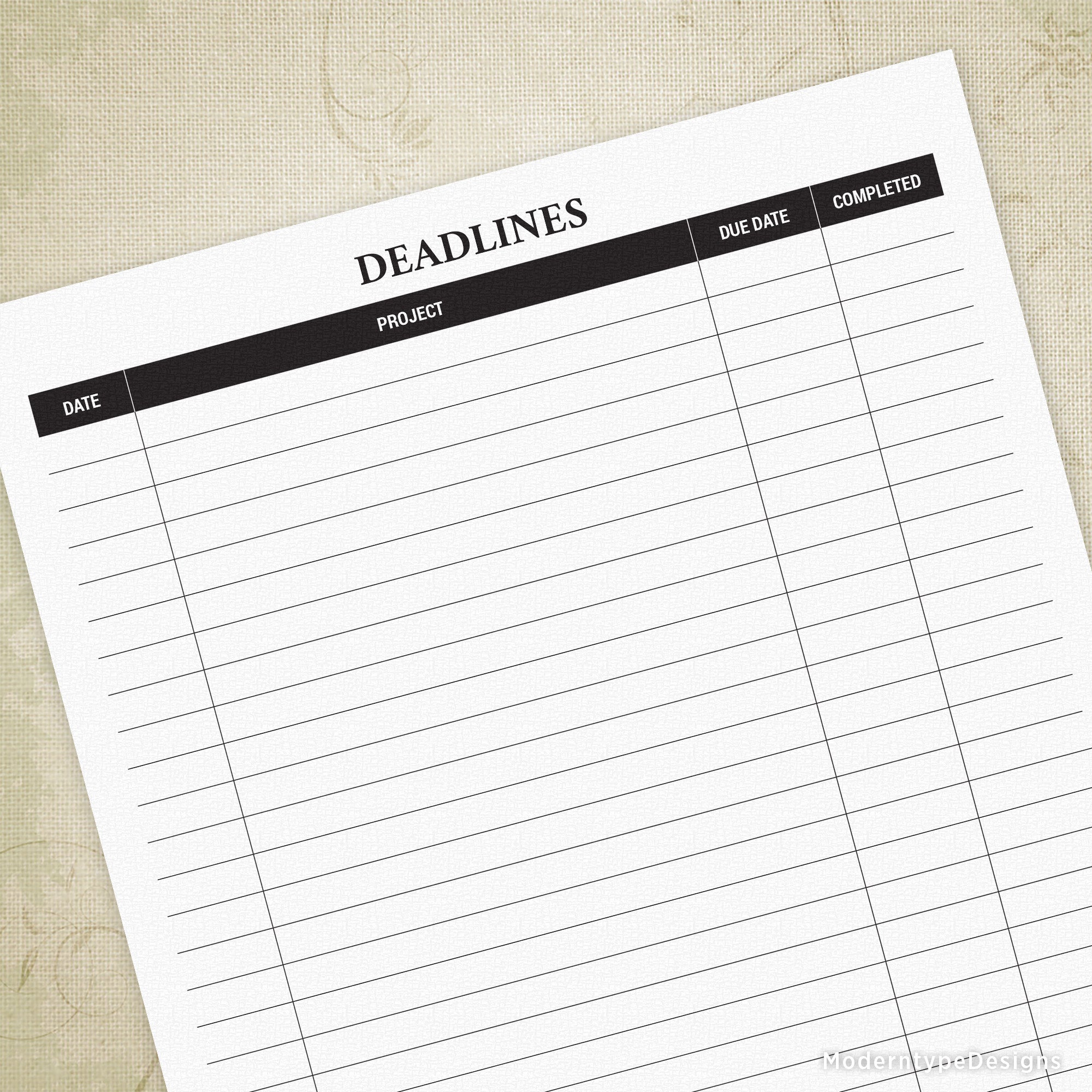 Deadlines Printable
