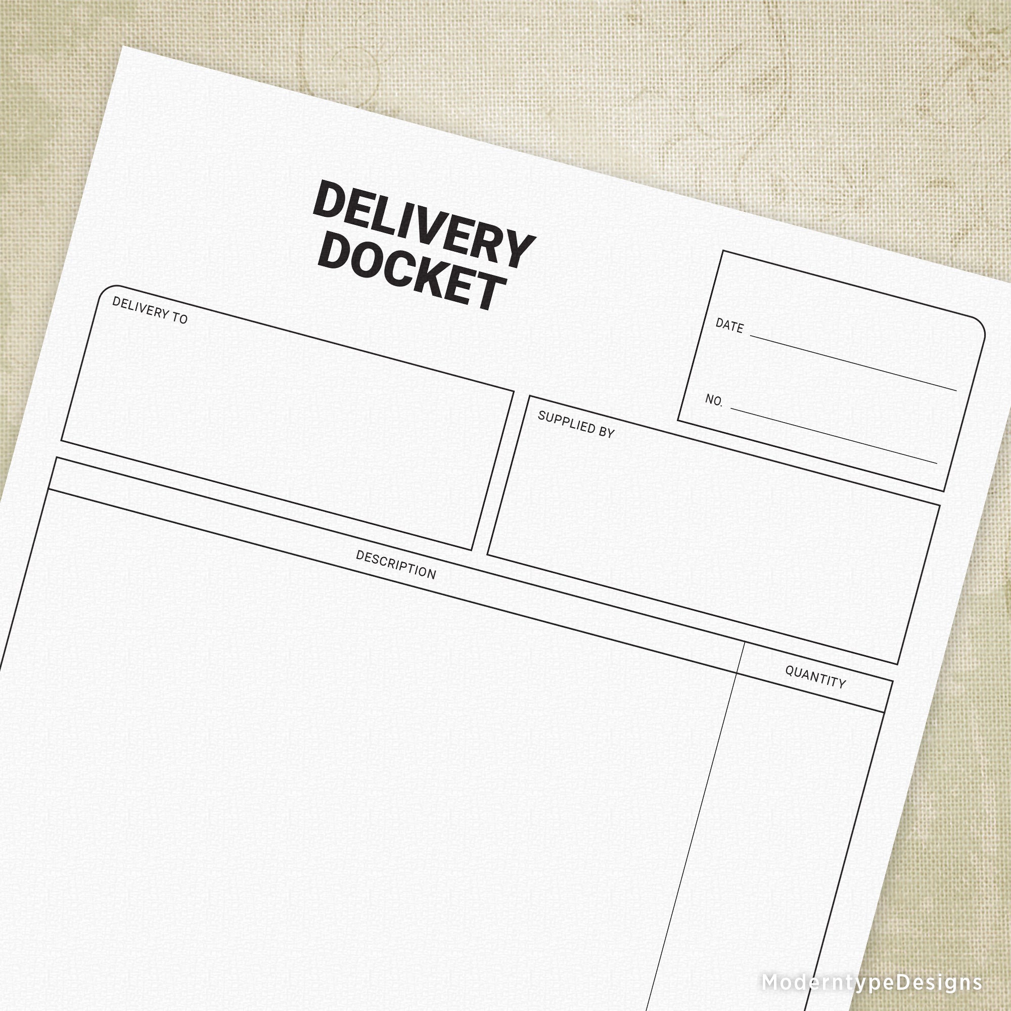 This is a PDF printable Delivery Docket Form. This digital file is in its basic form, just print and write in your delivery information. Great when all you need is a few to print!