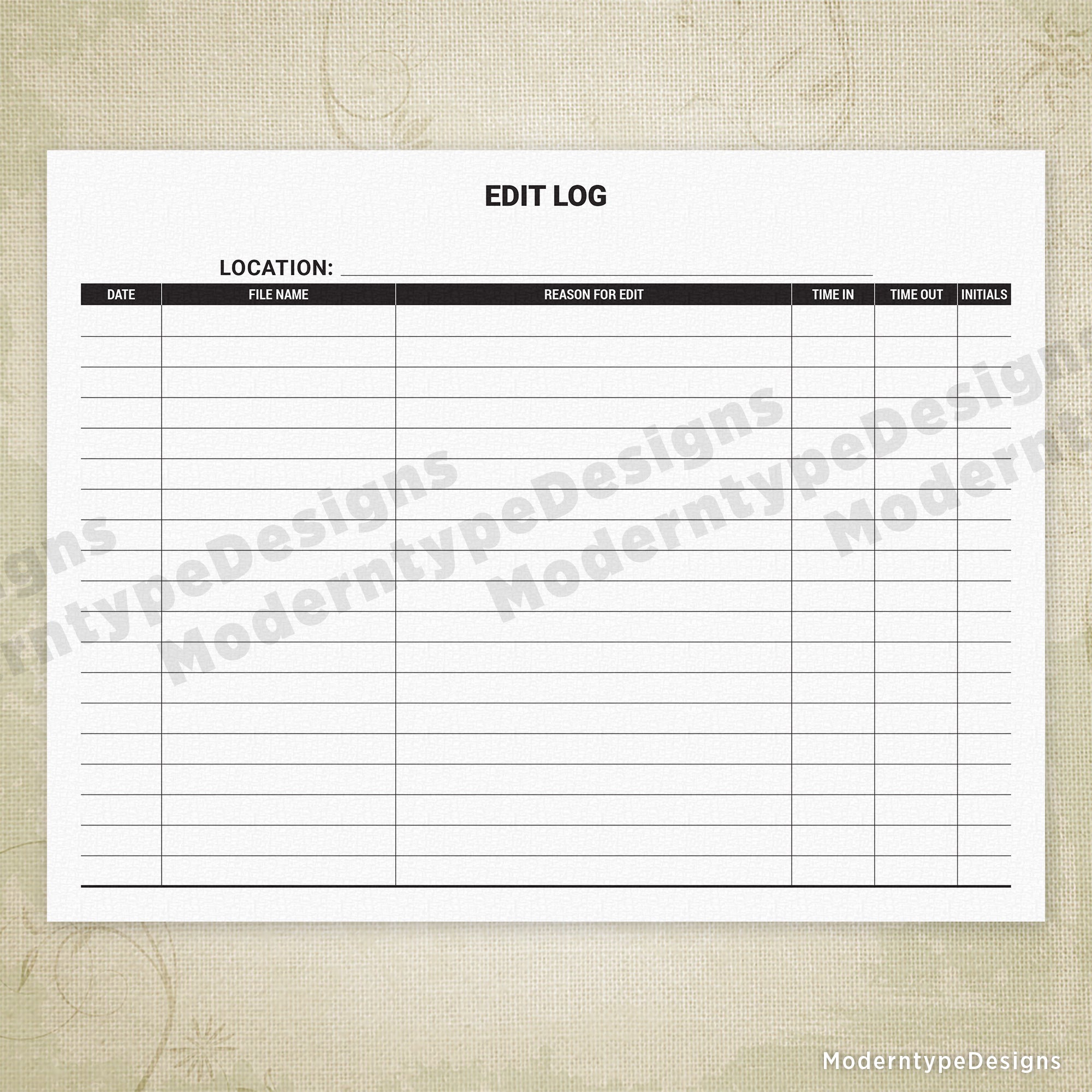 File Edit Log Printable