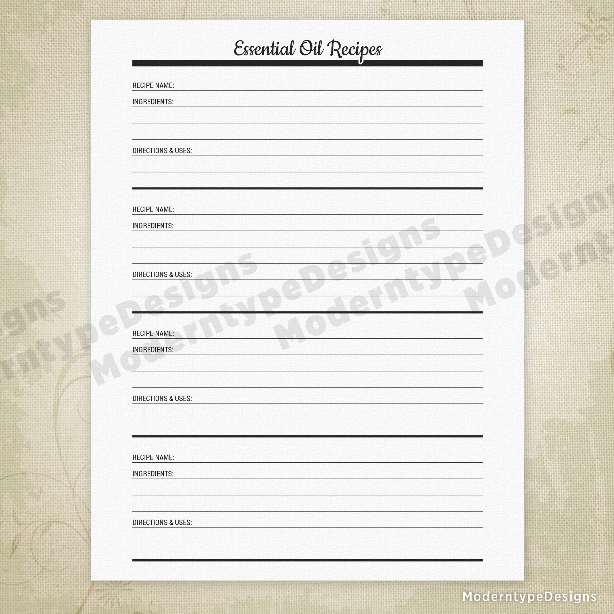 Essential Oils Planner Kit Printable