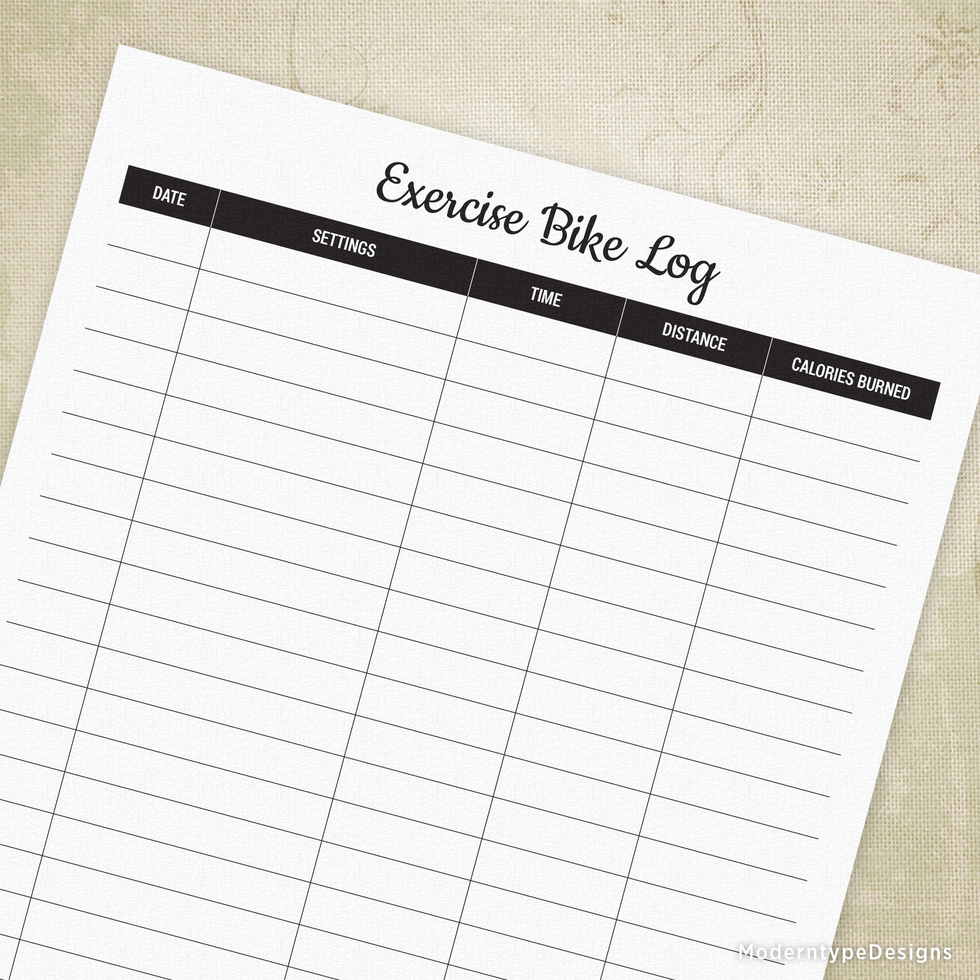 Exercise Bike Log Printable