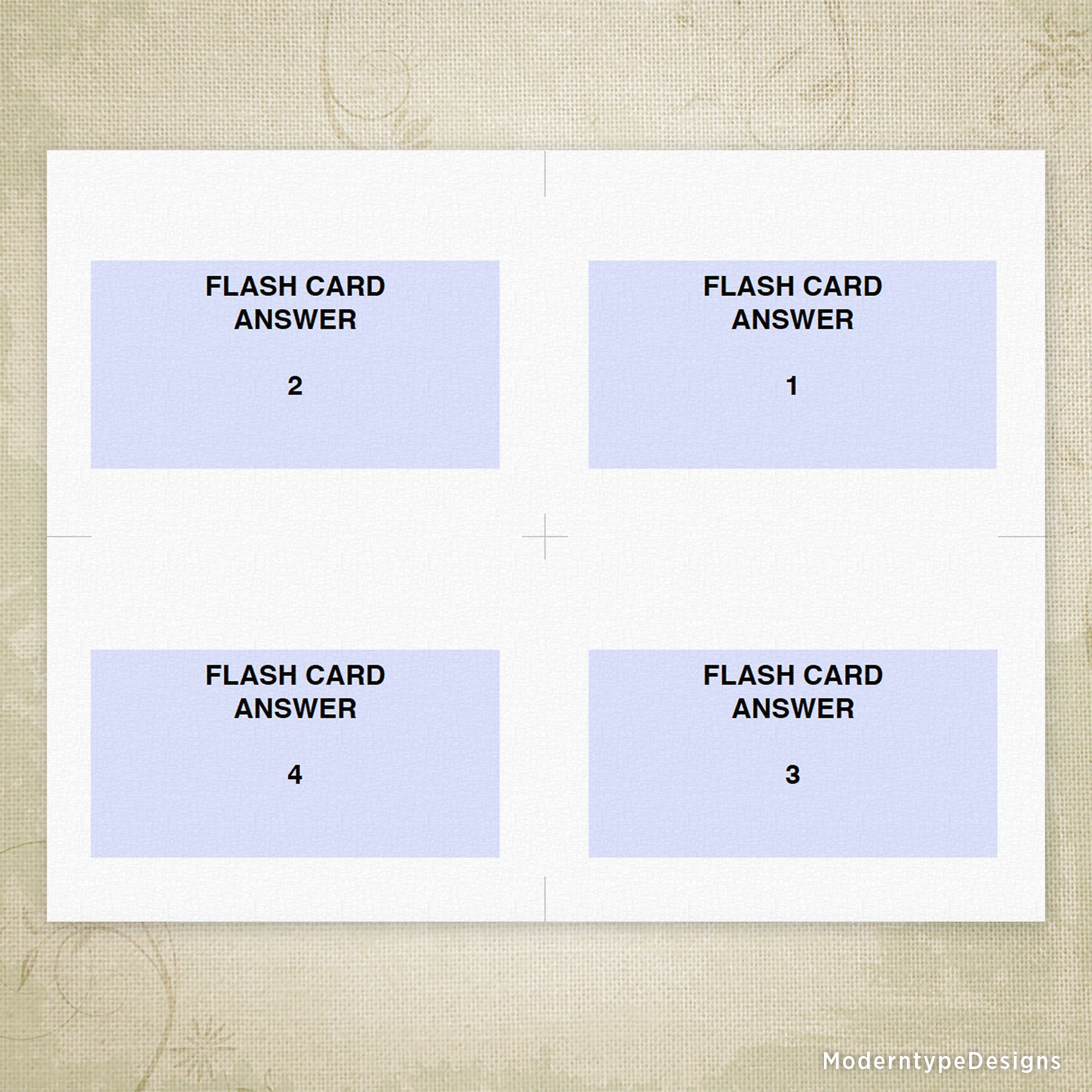 Flash Cards Printable - Large, 5.5 x 4.25", Editable