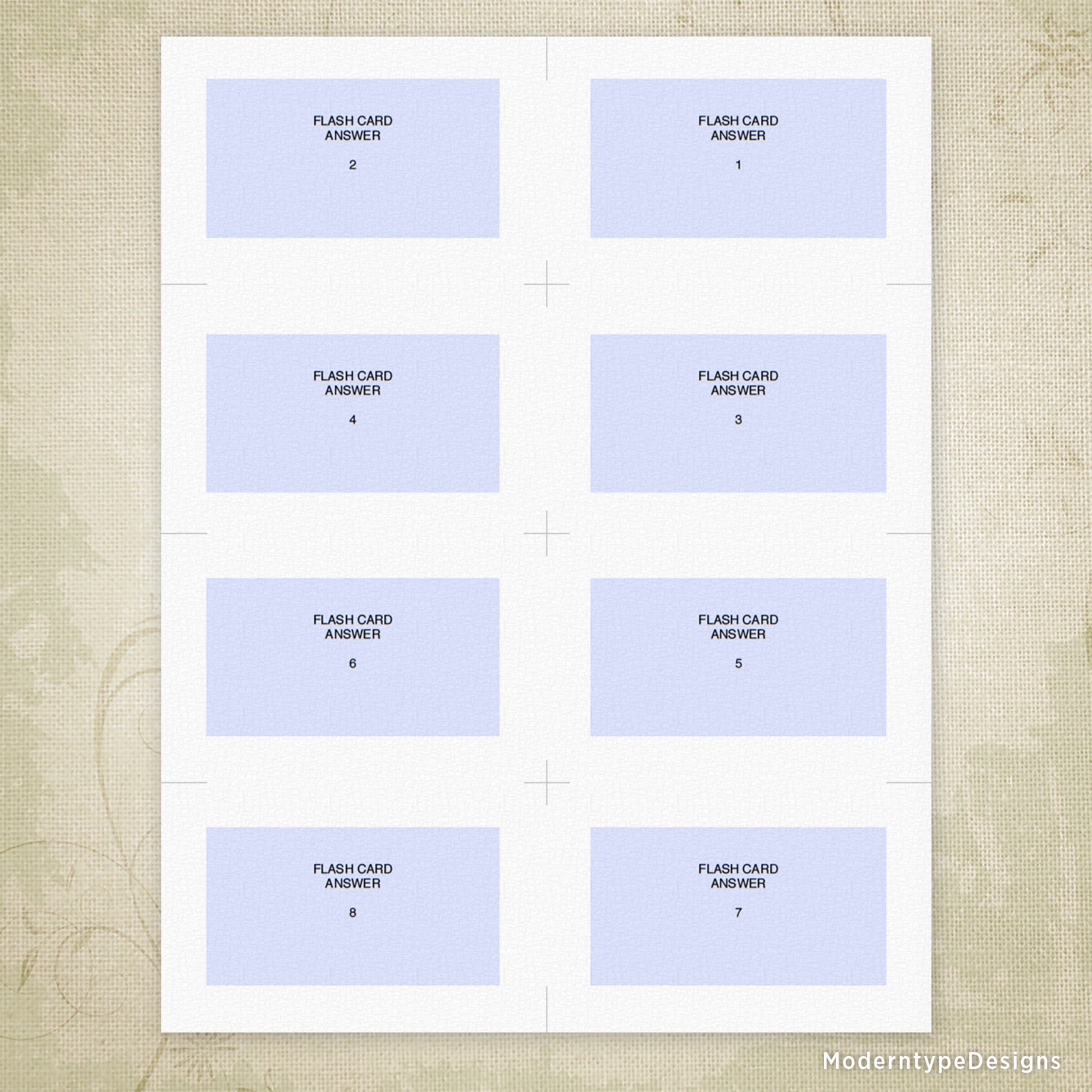 Flash Cards Printable - Small, 4.25 x 2.75", Editable