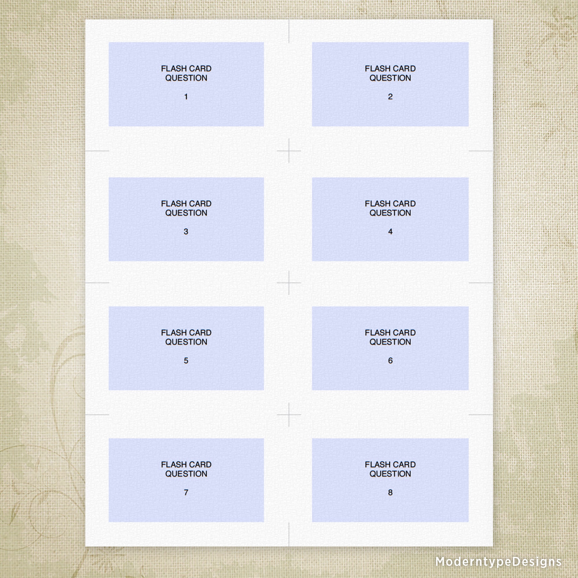Flash Cards Printable - Small, 4.25 x 2.75", Editable