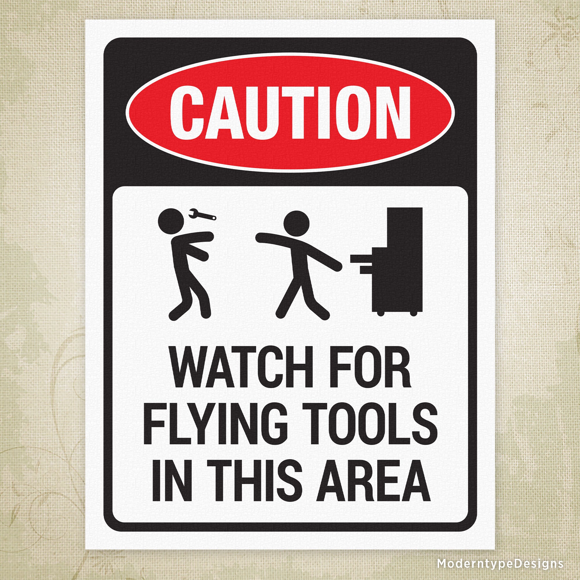 Watch for Flying Tools Printable Sign