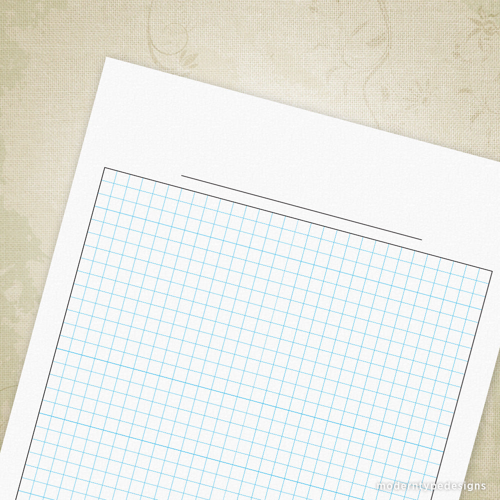 This is a PDF 1/4 Inch Blank Graph Paper Printable Digital Download for Clipboard. Write in your personal information on the line above the grid lines. Great for teachers, architects, designers, artists, and contractors!