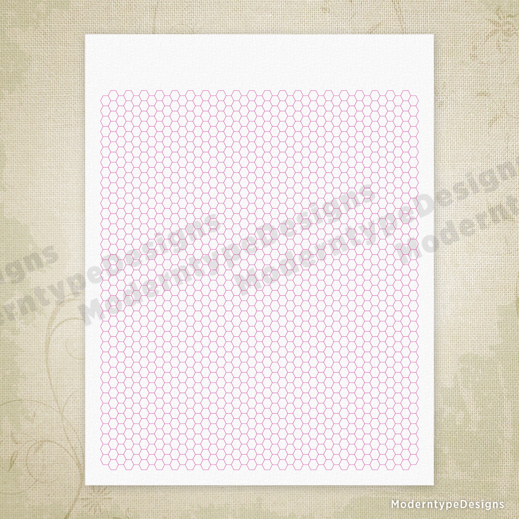 Hexagon Grid Digital Paper Printable