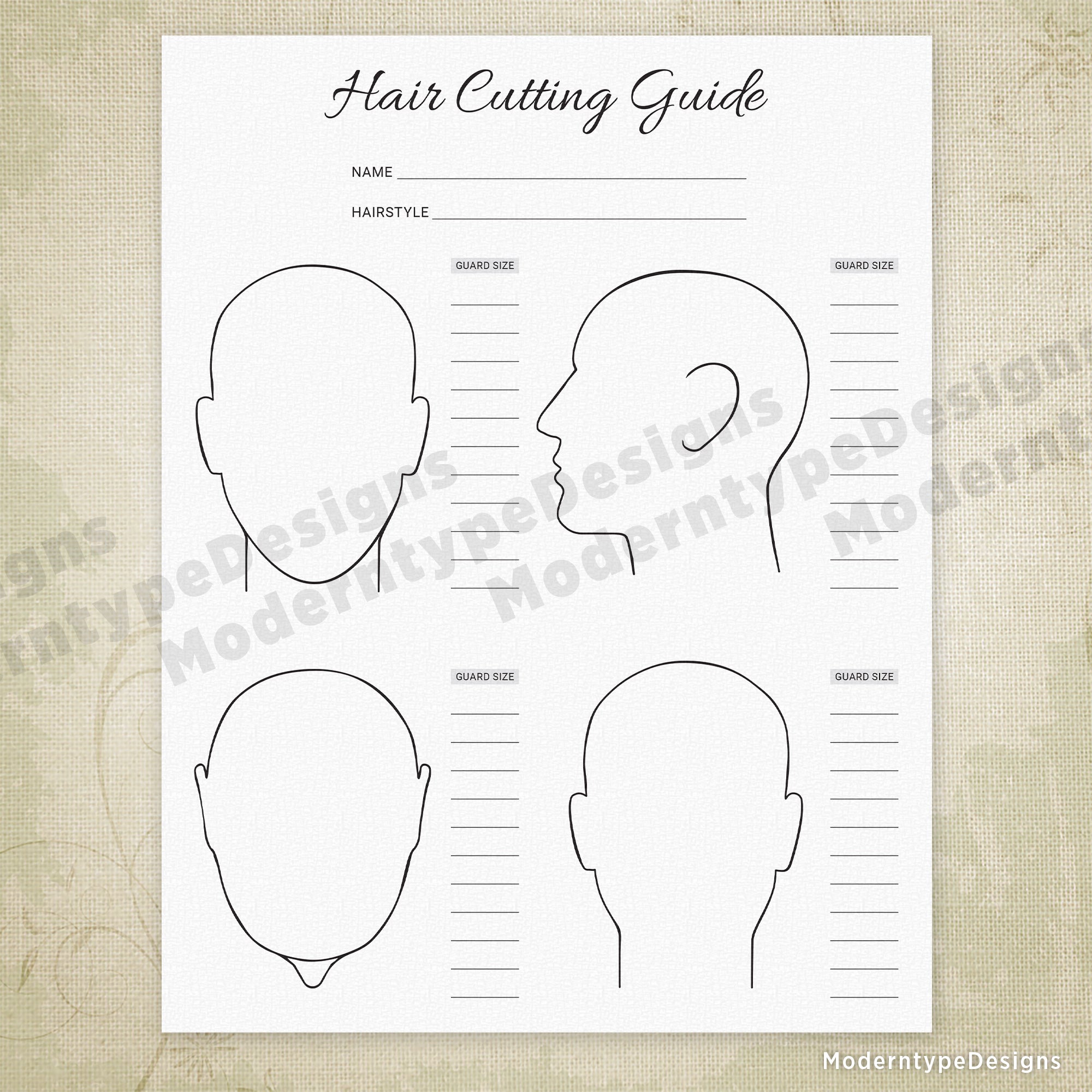 Hair Cutting Guide Printable Form