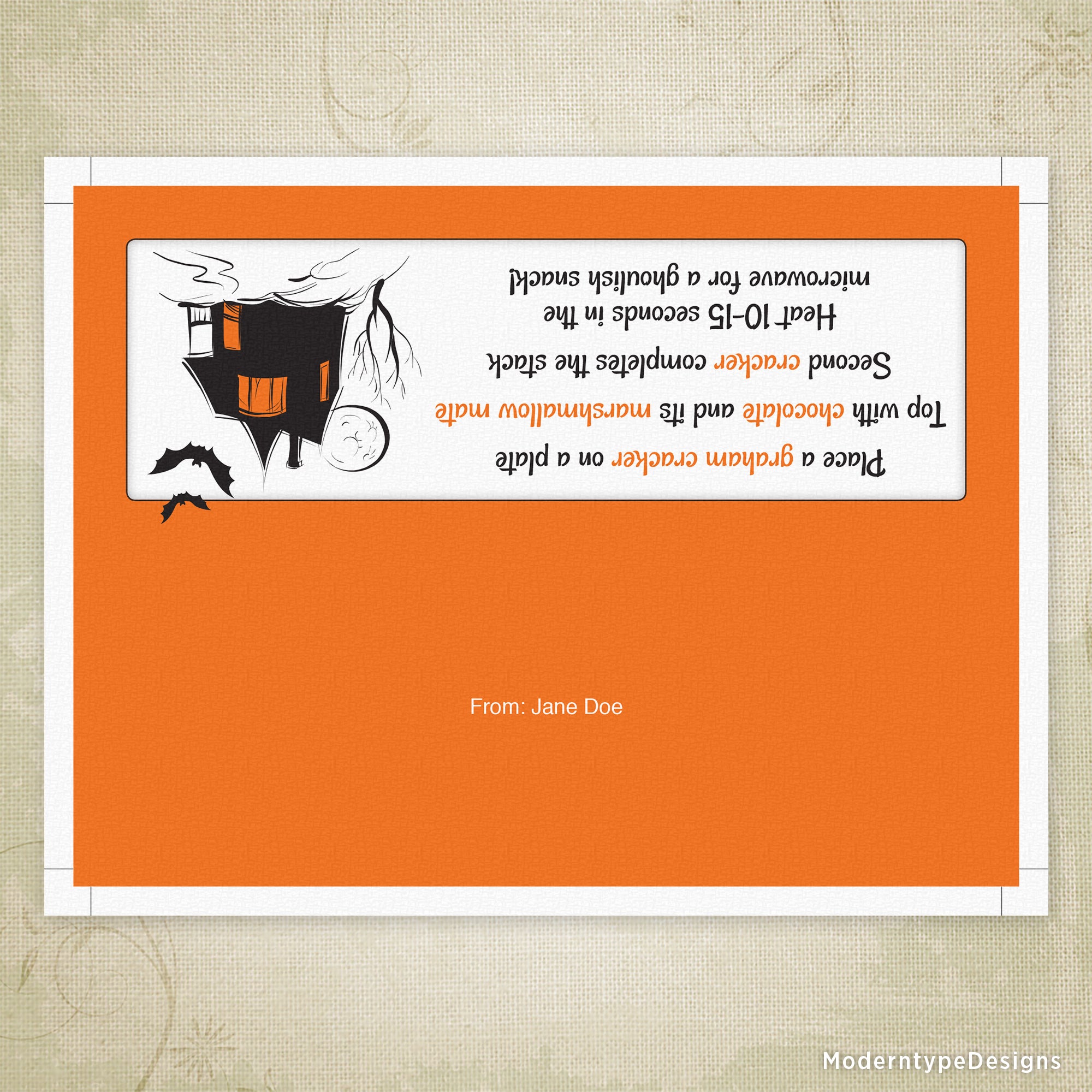 Happy Halloween S'mores Bag Topper Printable Tag, Personalized