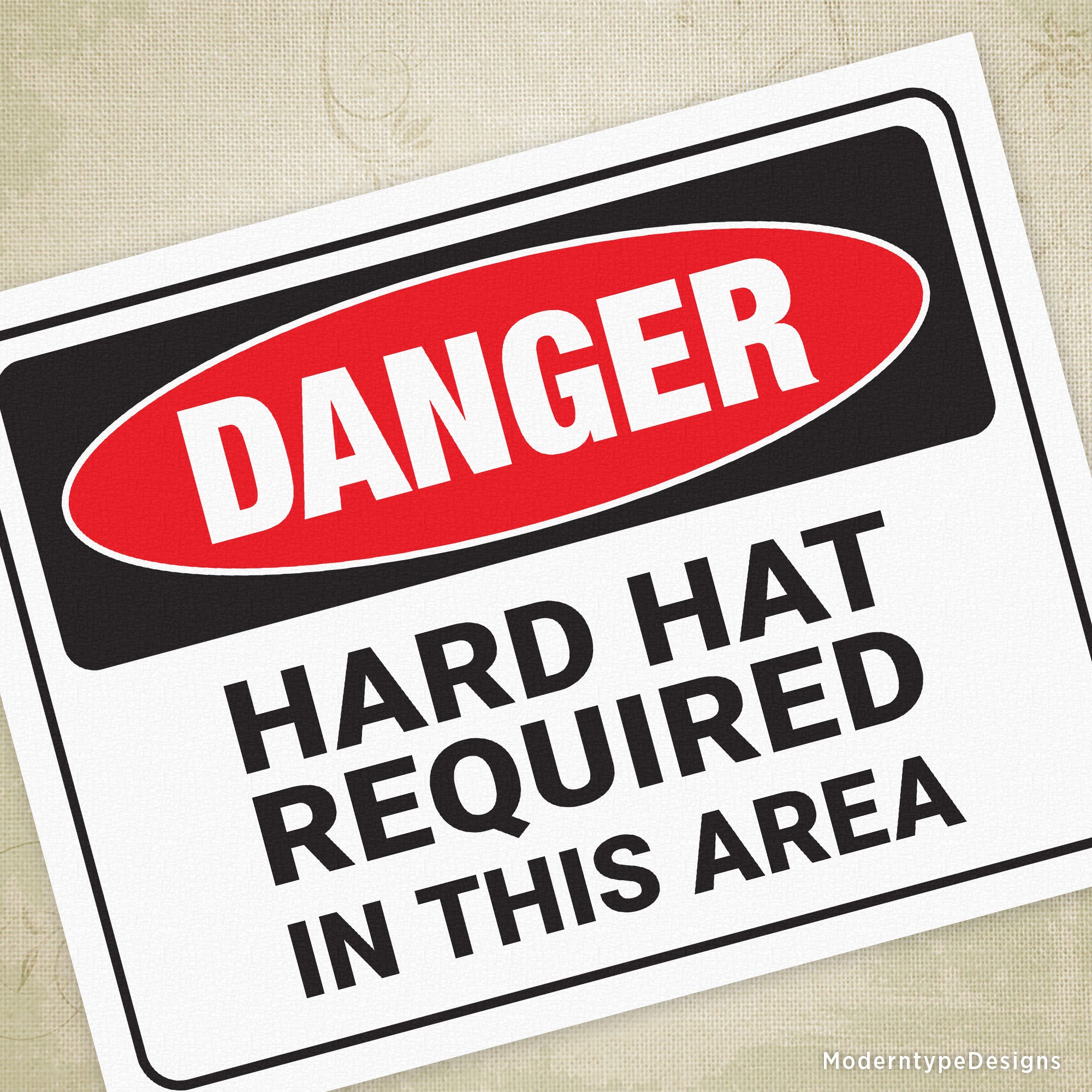 Hard Hat Required in this Area Printable Sign. Print and display temporarily until your construction is finished.