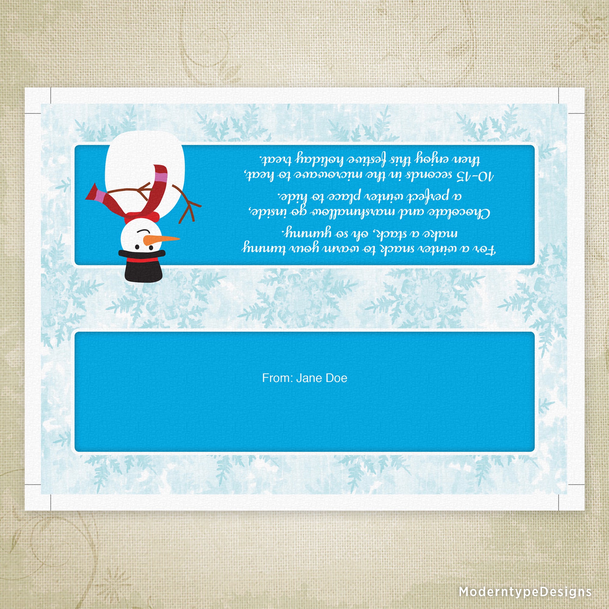 Holiday S'mores Bag Topper Printable Tag, Personalized