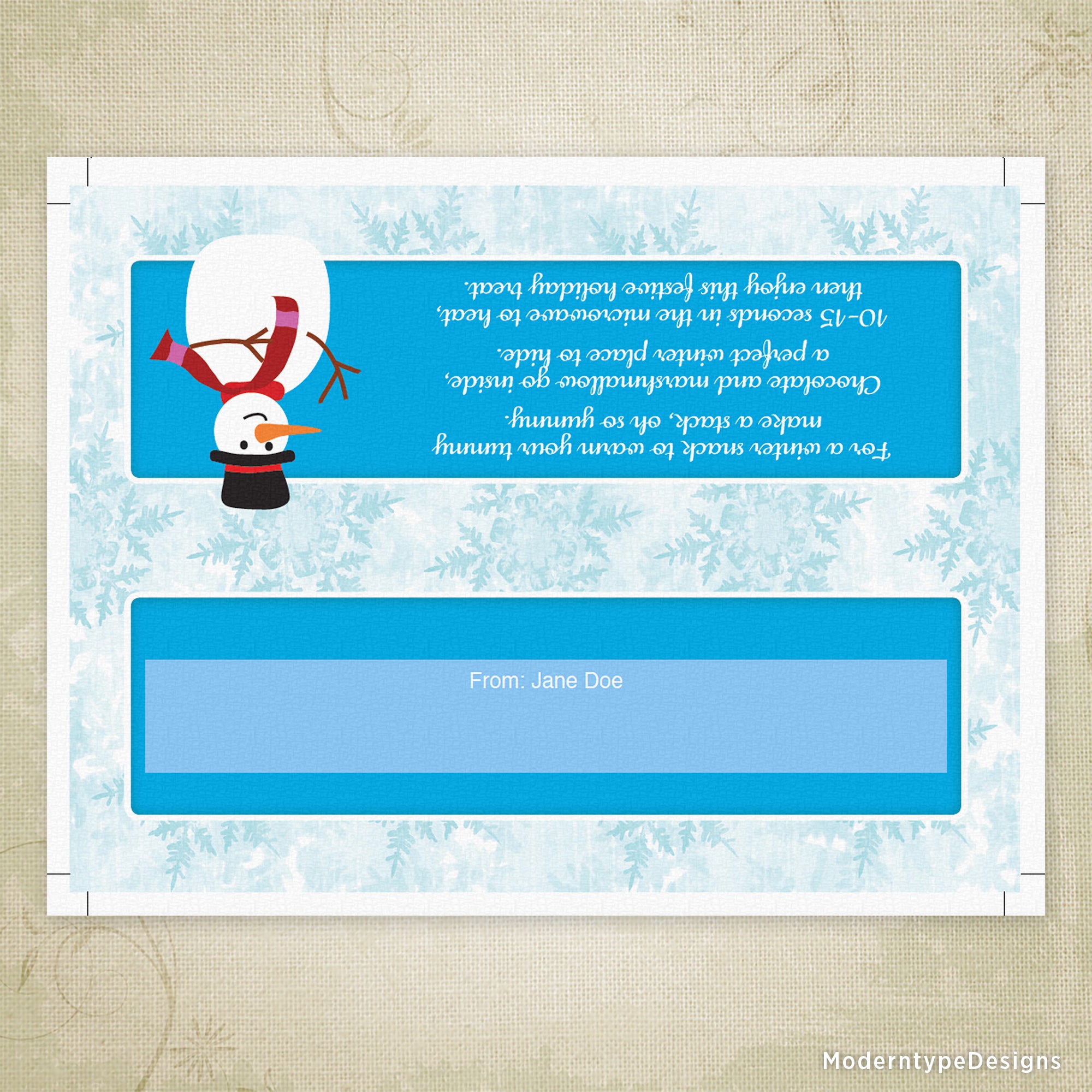 Holiday S'mores Bag Topper Printable Tag, Personalized