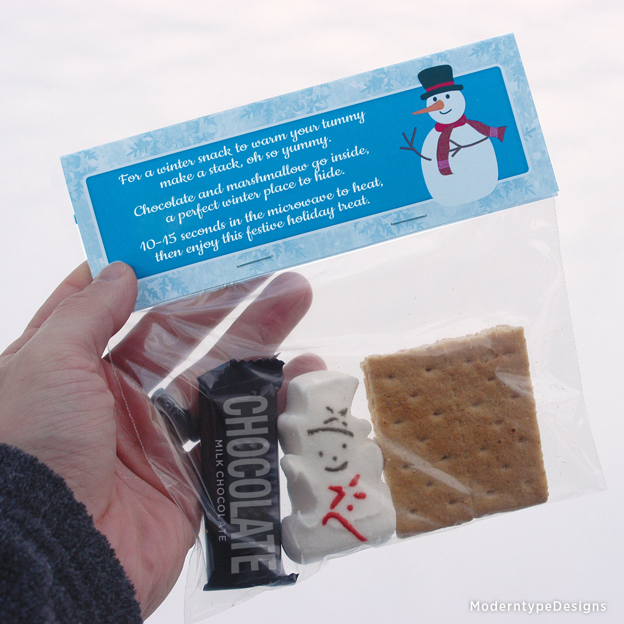 Holiday S'mores Bag Topper Printable Tag, Personalized holiday-s-mores-bag-topper-printable-tag-personalized