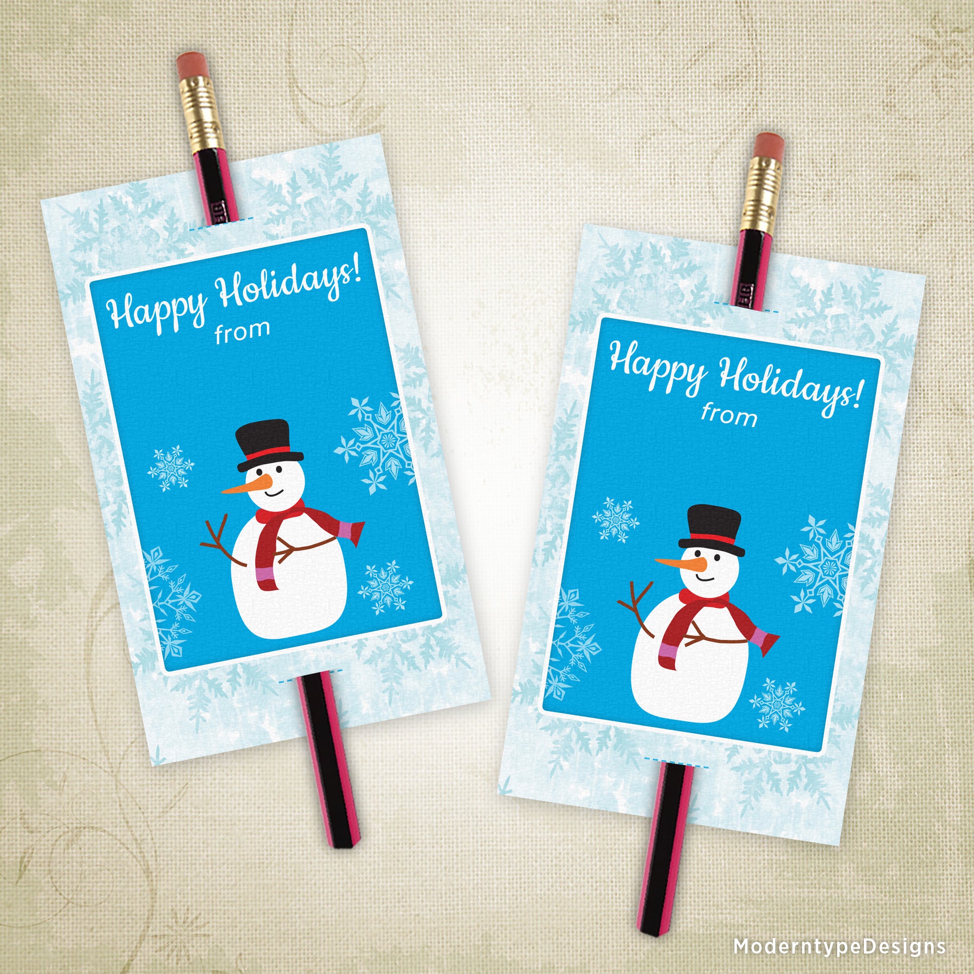Holiday Glow Stick, Pencil Tag Printable, Personalized