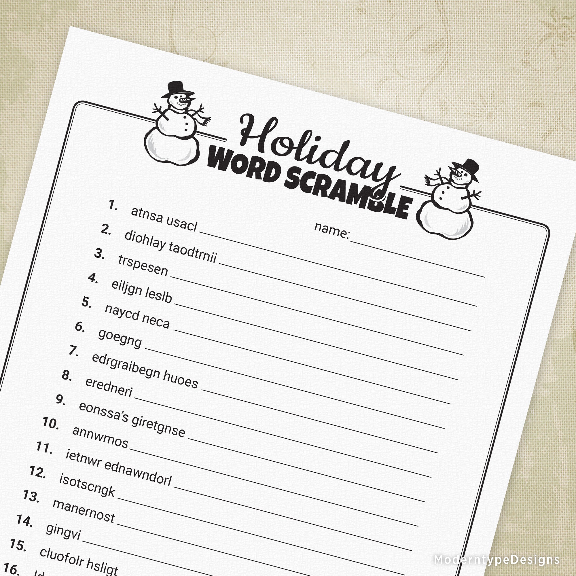 Holiday Word Scramble Game Printable holiday-word-scramble-game-printable
