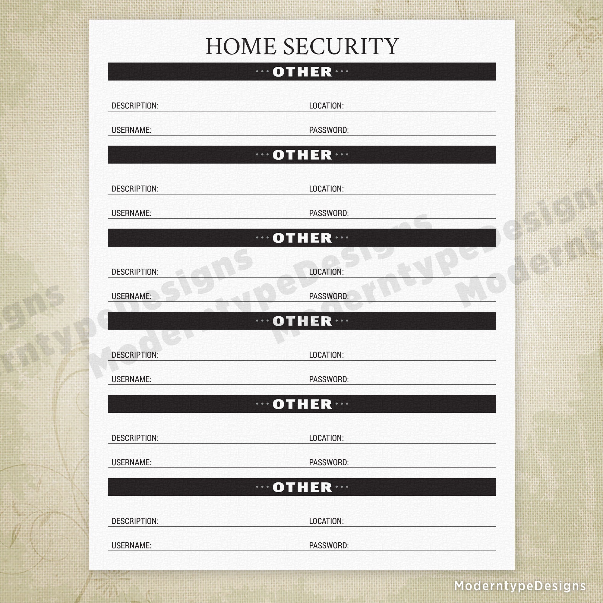 Home Security Printable - End of Life