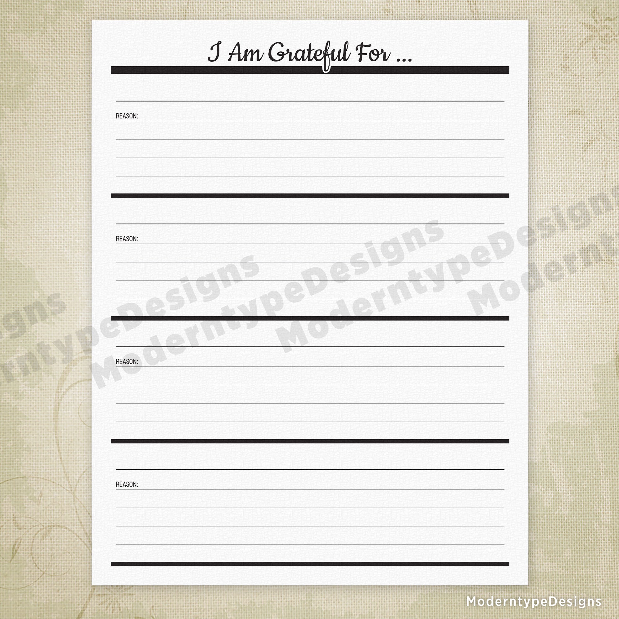 I Am Grateful For ... Printable