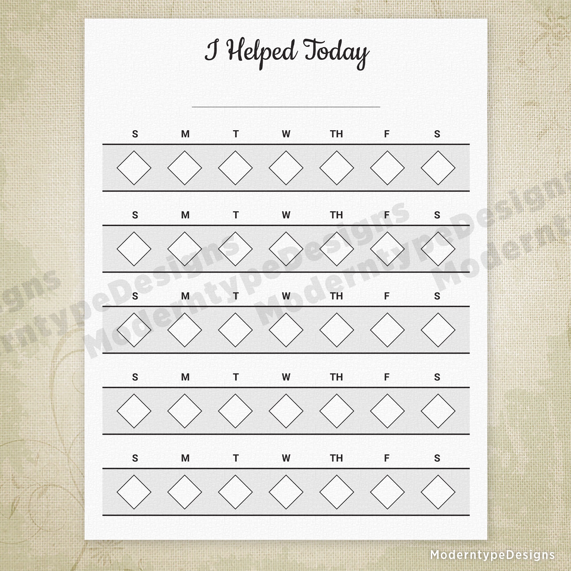 I Helped Today Printable Chart