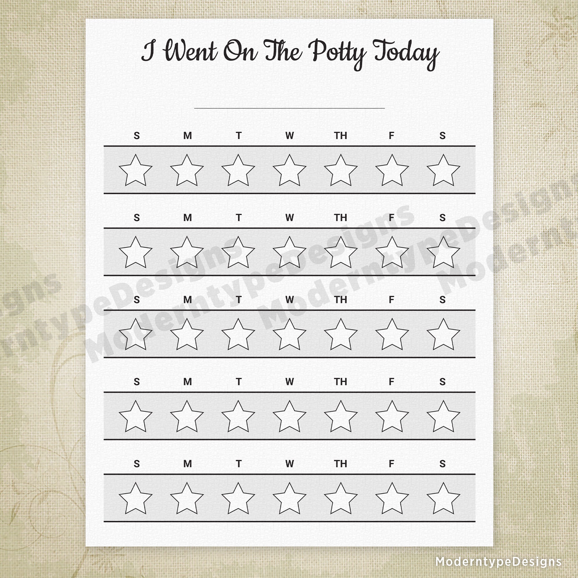 I Went On The Potty Today Printable Chart