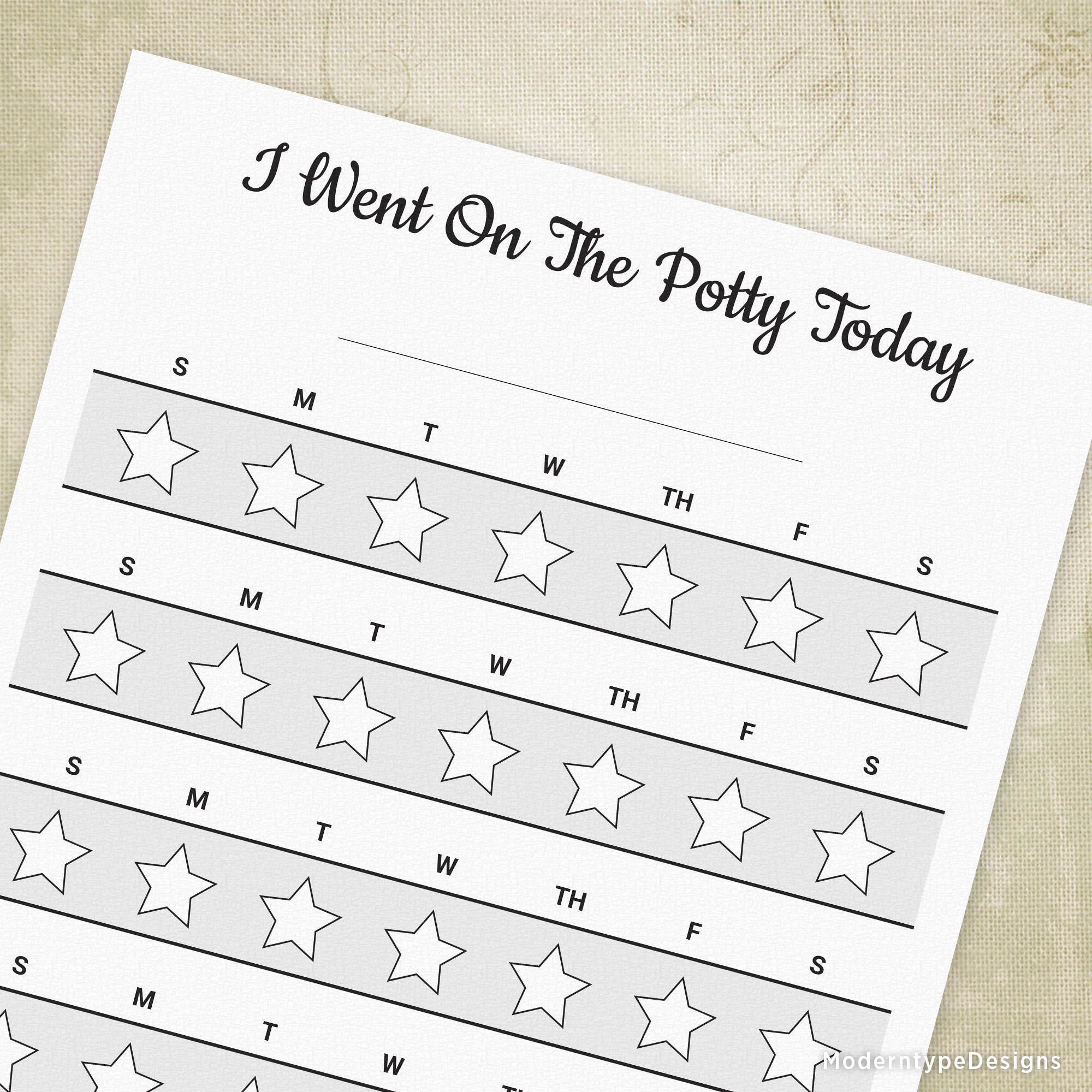Track your child's bathroom progress with this I Went On The Potty Today Printable Chart PDF. If they did the deed, they get the star! Cover it with a sticker or have them color it in.