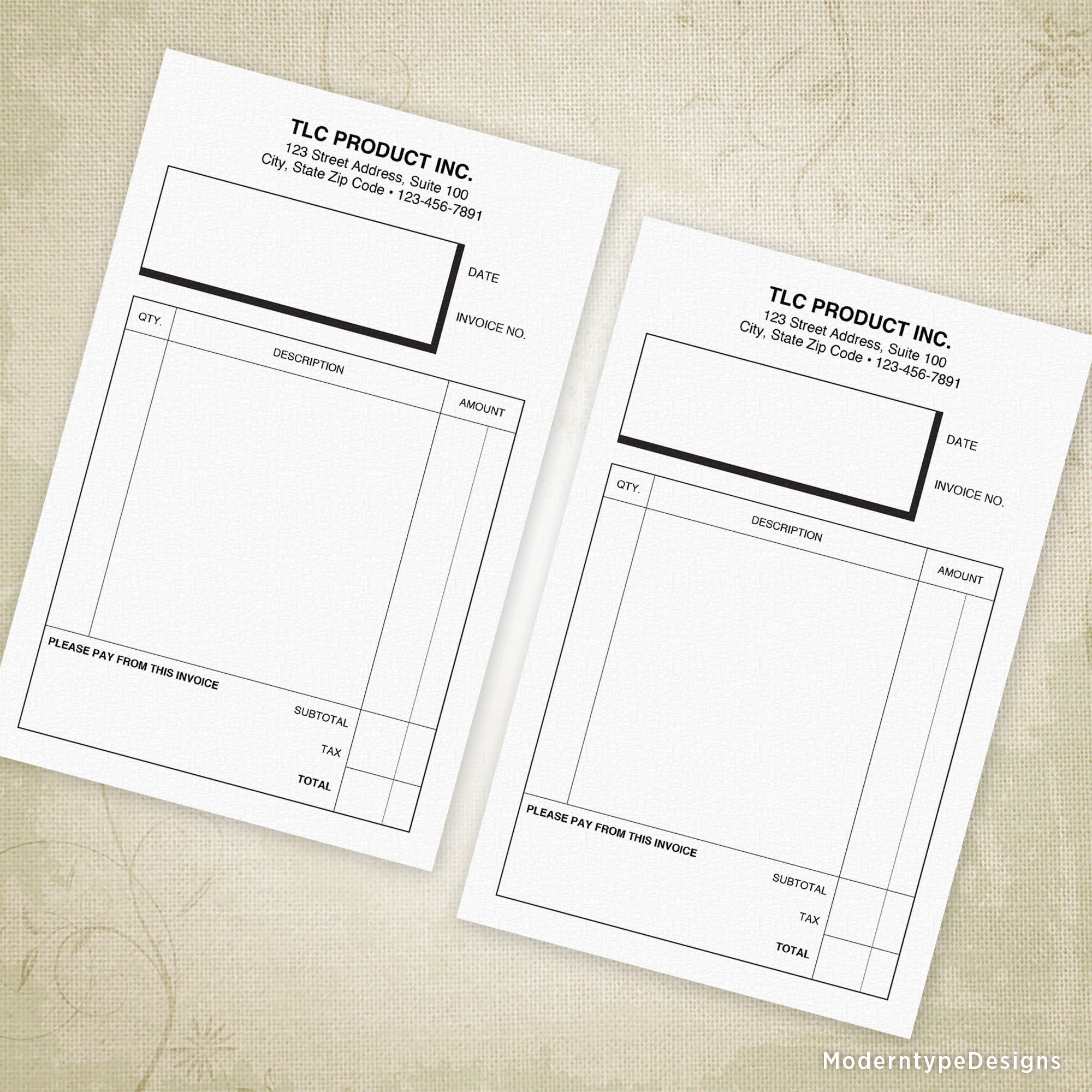 This is a Small Invoice Form Printable with editable fields. This half-sheet bill of sale is the perfect solution to your growing business.