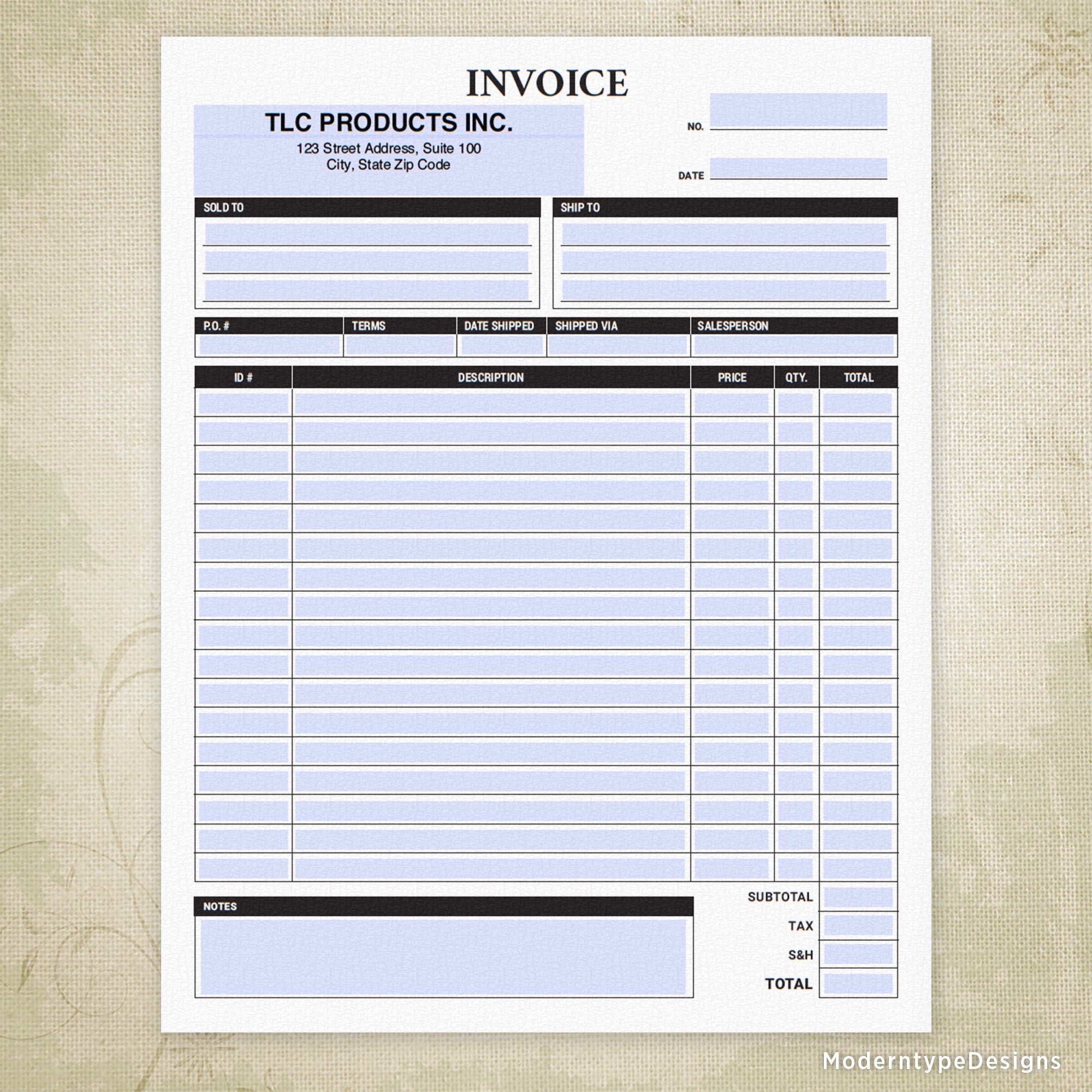 Invoice Form Printable, Editable, #4
