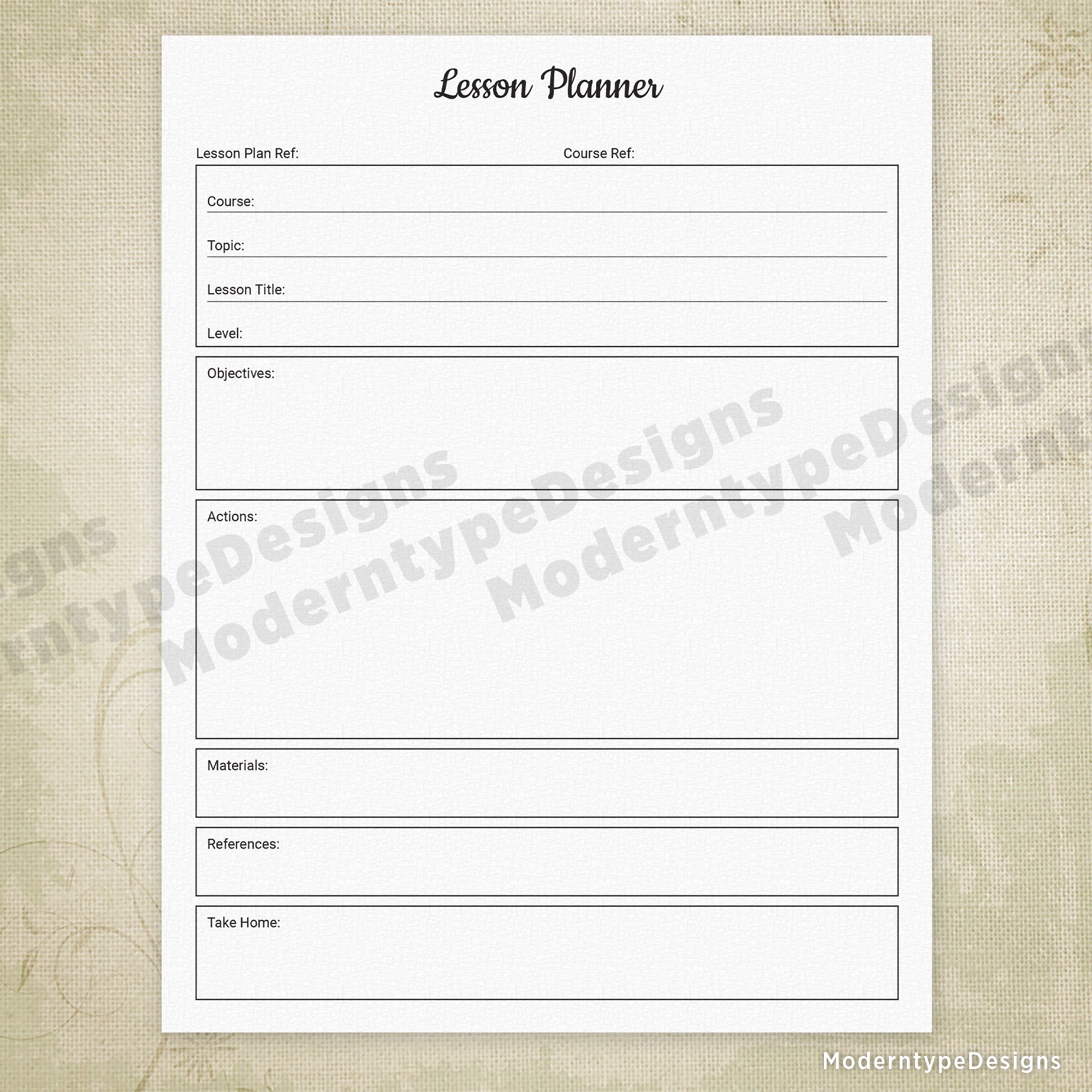 School Lesson Planner Printable
