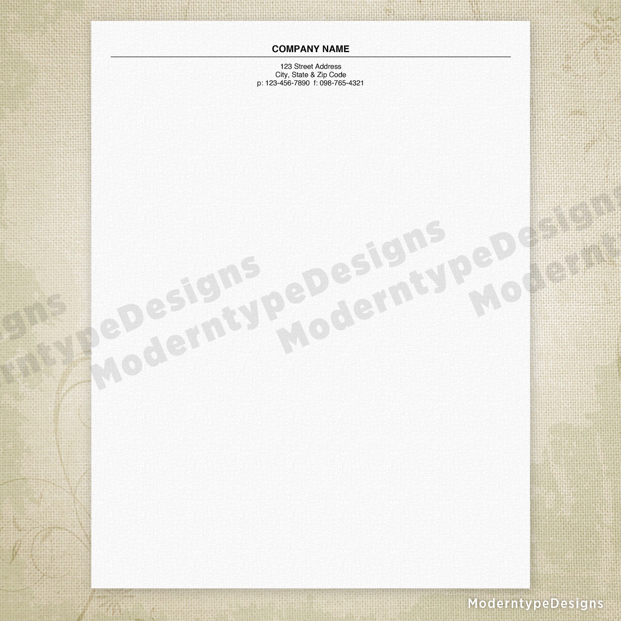 Letterhead Printable Simple Design, Editable, #1