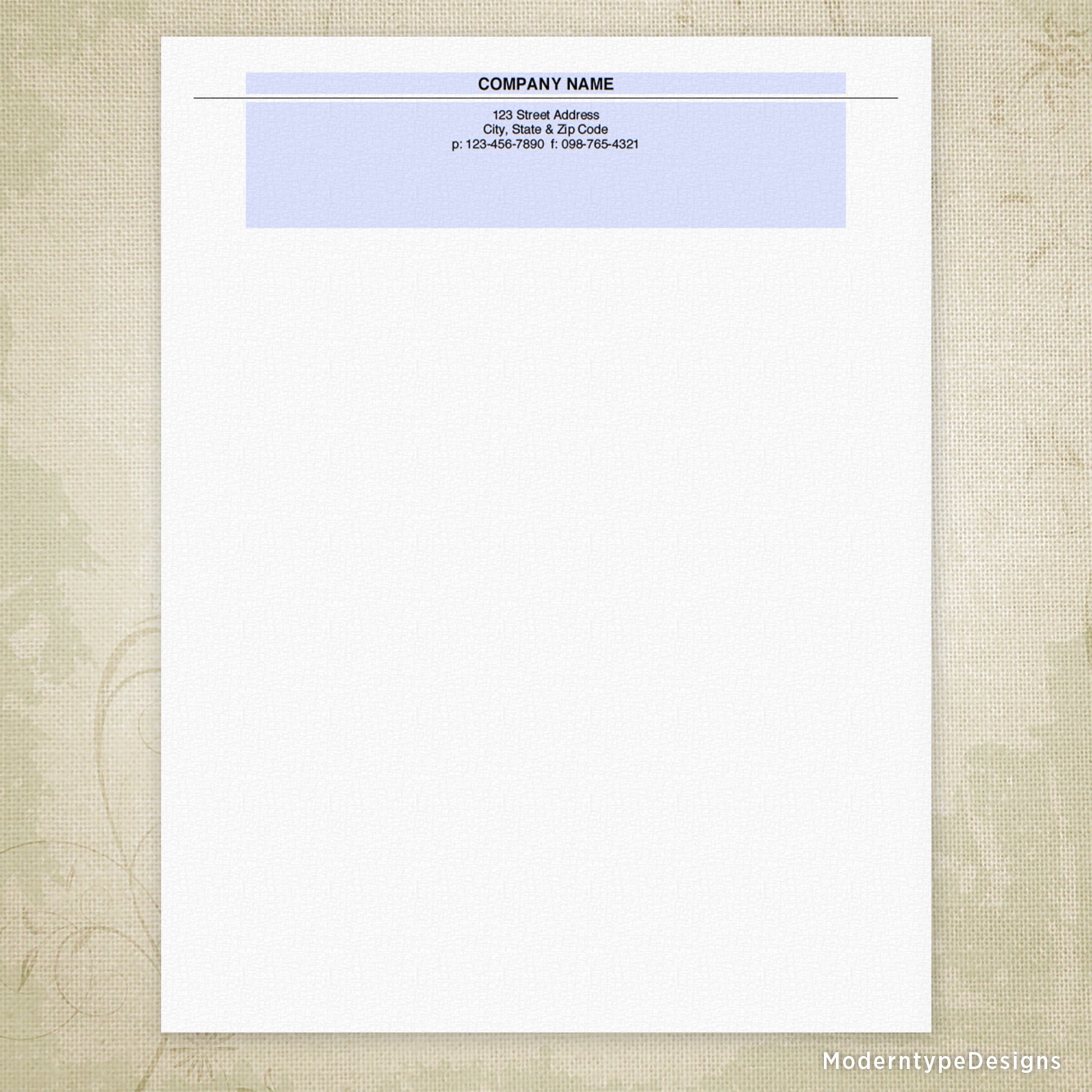 Letterhead Printable Simple Design, Editable, #1