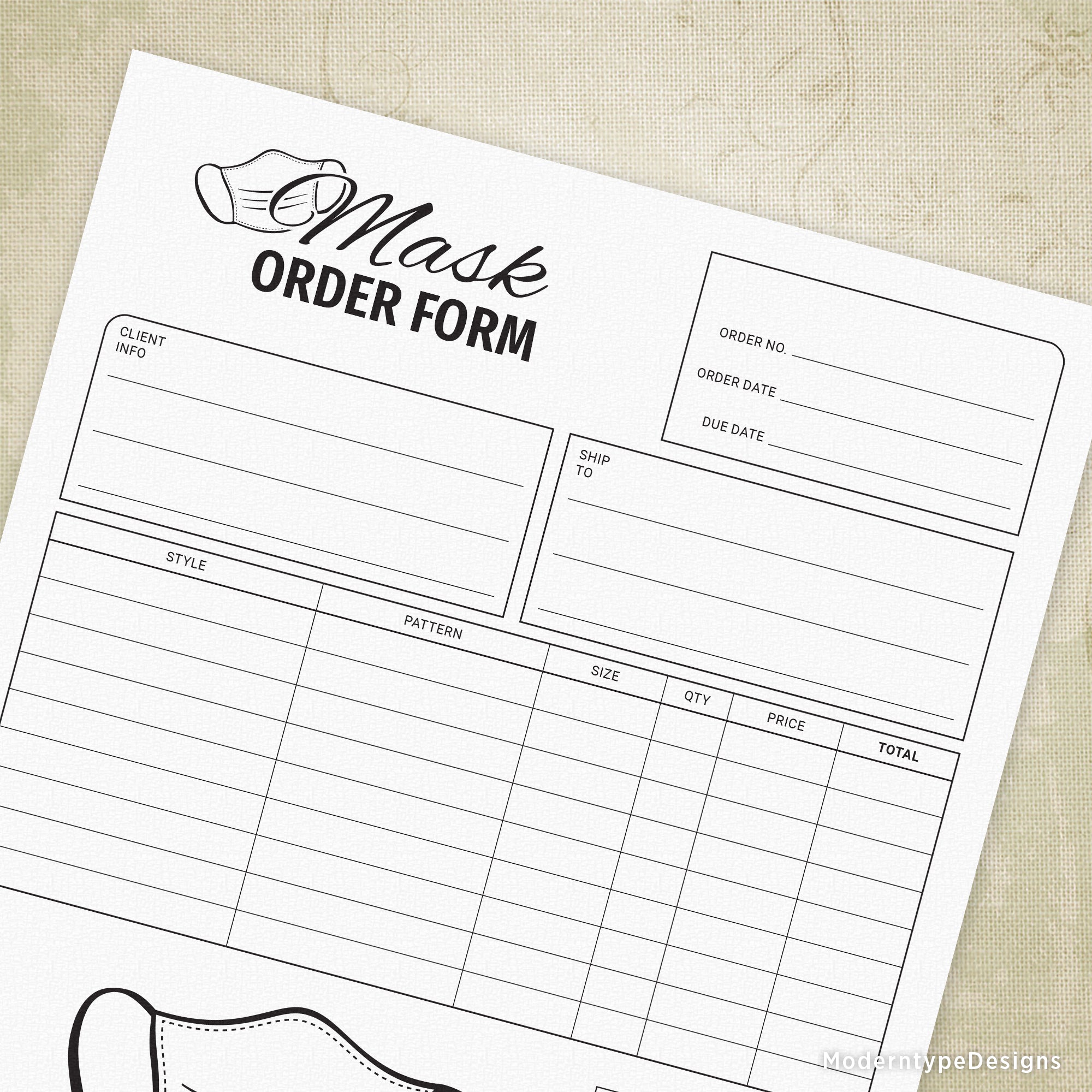 Making more masks than you thought? Track those orders more accurately with a Mask Order Form Printable PDF.