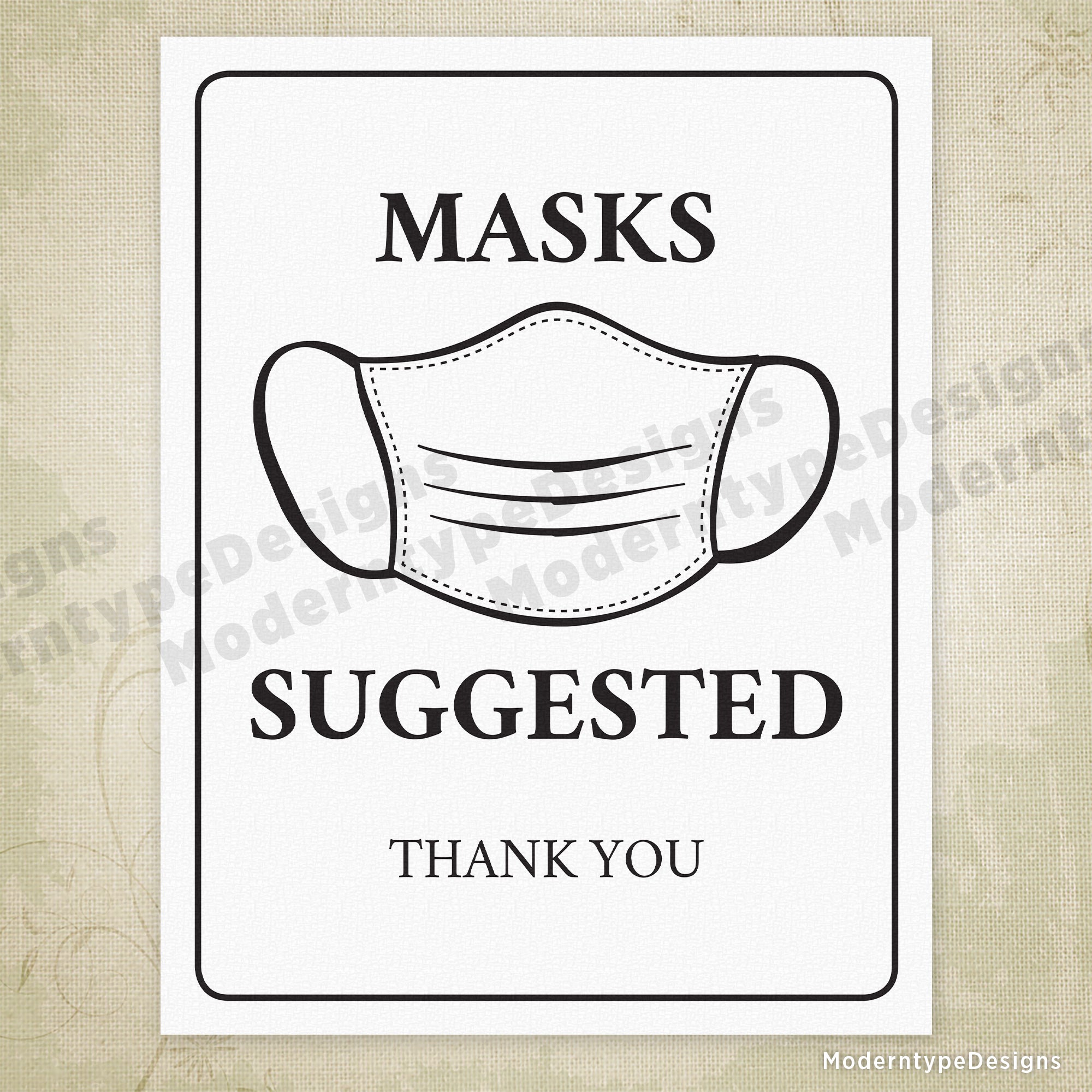 Masks Suggested Printable Sign