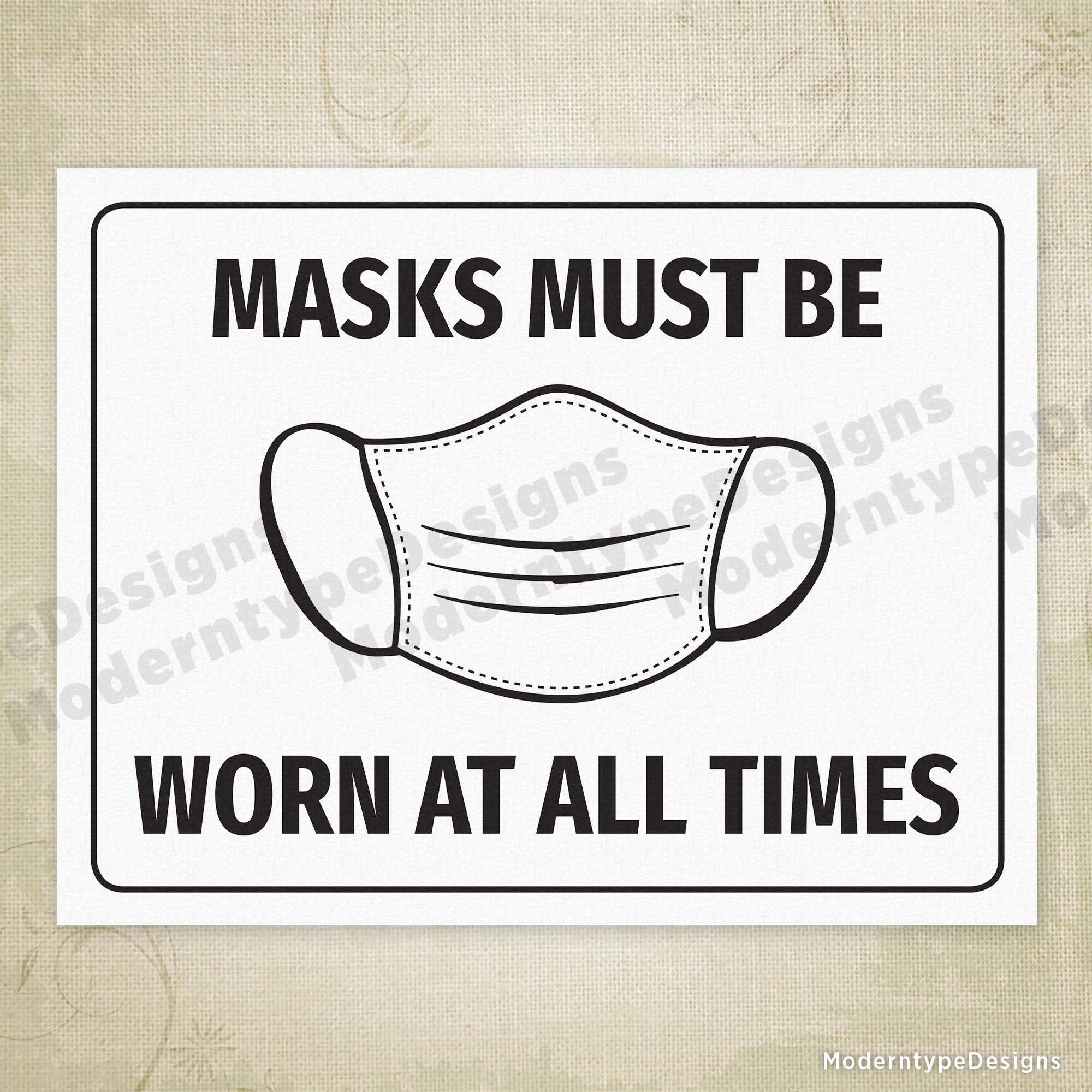 Masks Must Be Worn Printable Sign